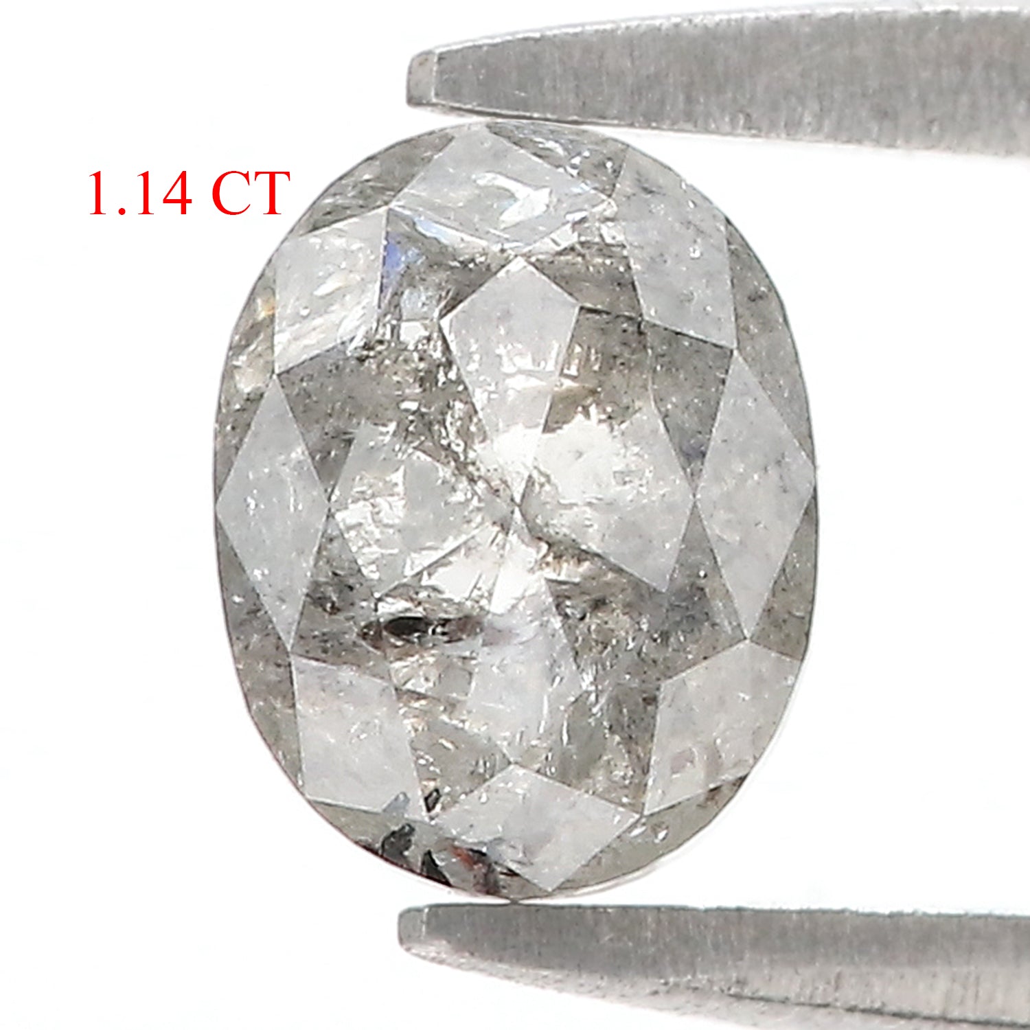 1.14 CT Natural Loose Oval Shape Diamond Salt And Pepper Oval Cut Diamond 6.80 MM Natural Loose Black Grey Color Oval Rose Cut Diamond LQ323