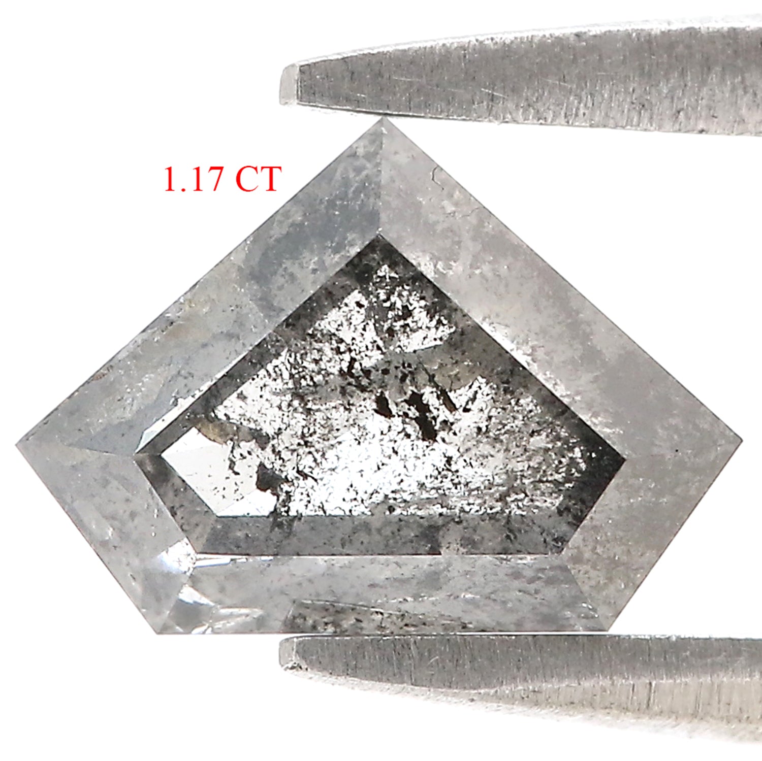 1.17 Ct Natural Loose Shield Shape Diamond Salt And Pepper Shield Cut Diamond 6.05 MM Black Gray Color Shield Shape Rose Cut Diamond QL285