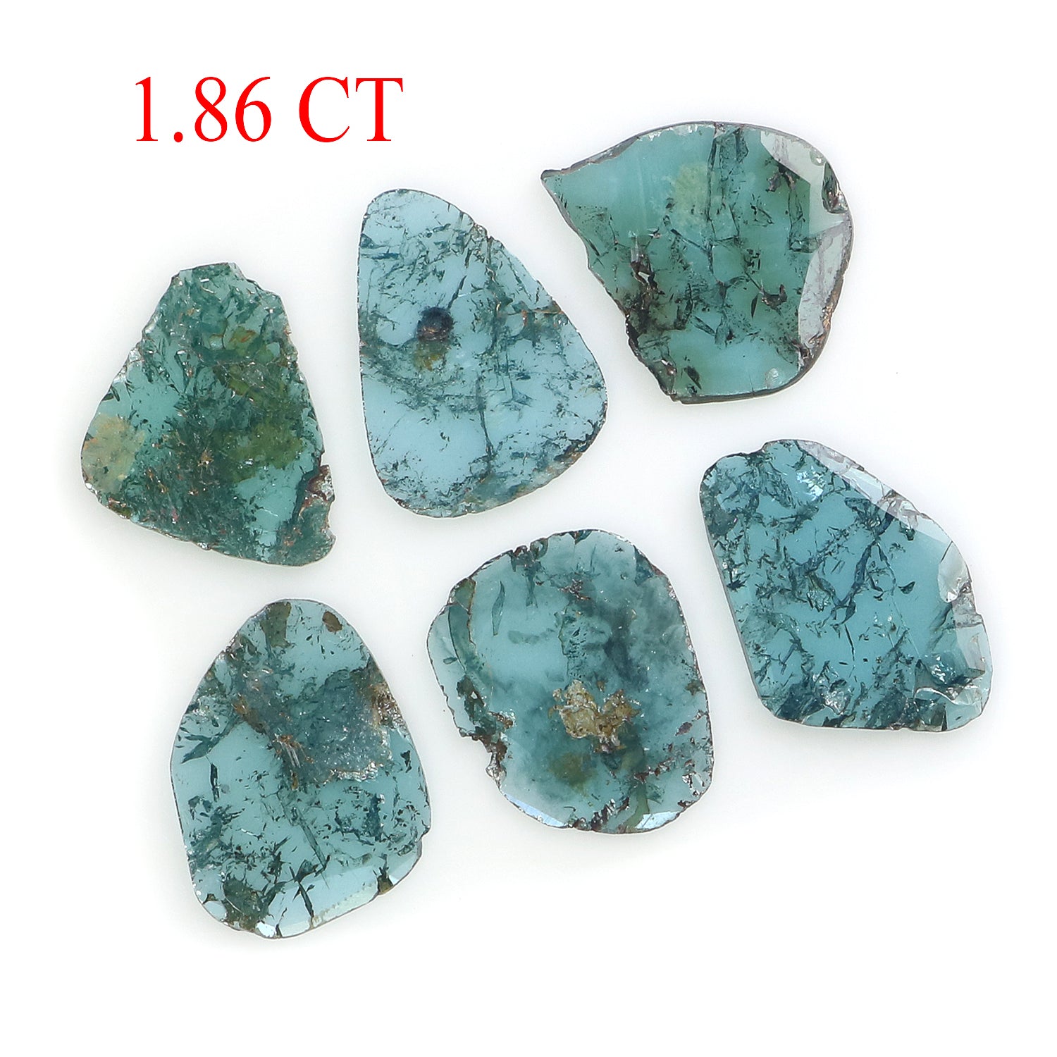 1.86 Ct Natural Loose Slice Shape Diamond Blue Color Slice Cut Diamond 7.70 MM Natural Loose Diamond Blue Color Irregular Cut Diamond NQ1315