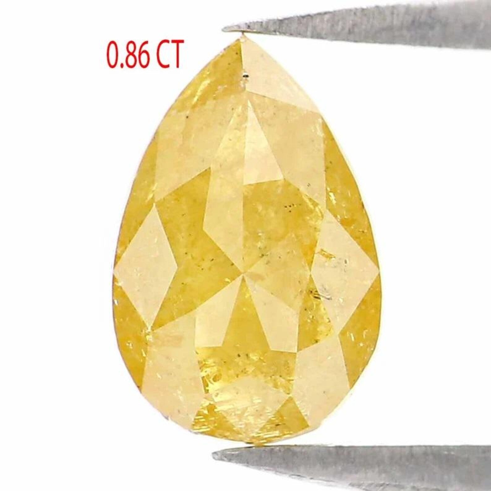 0.86 CT Natural Loose Pear Shape Diamond Yellow Color Pear Diamond 7.95 MM Natural Loose Diamond Yellow Color Pear Rose Cut Diamond NQ1947