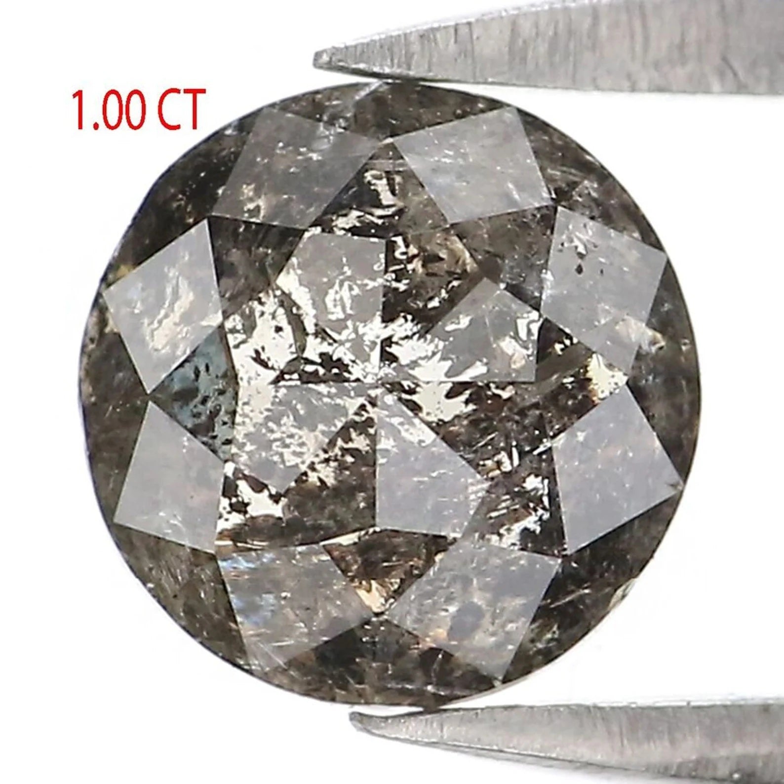 1.00 CT Natural Loose Round Rose Cut Salt And Pepper Diamond Natural Black Grey Color Diamond 6.10 MM Round Rose Cut Shape Diamond QN2188