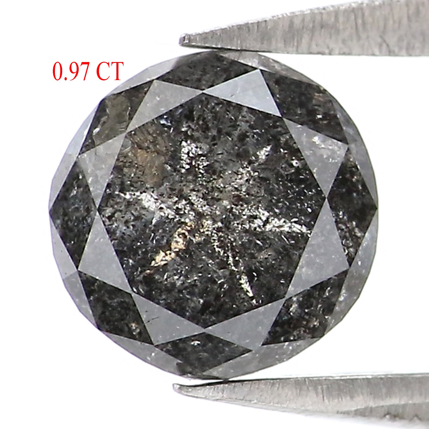 0.97 Ct Natural Loose Round Shape Diamond Salt And Pepper Round Diamond 5.85 MM Natural Loose Diamond Round Shape Rose Cut Diamond LQ2957