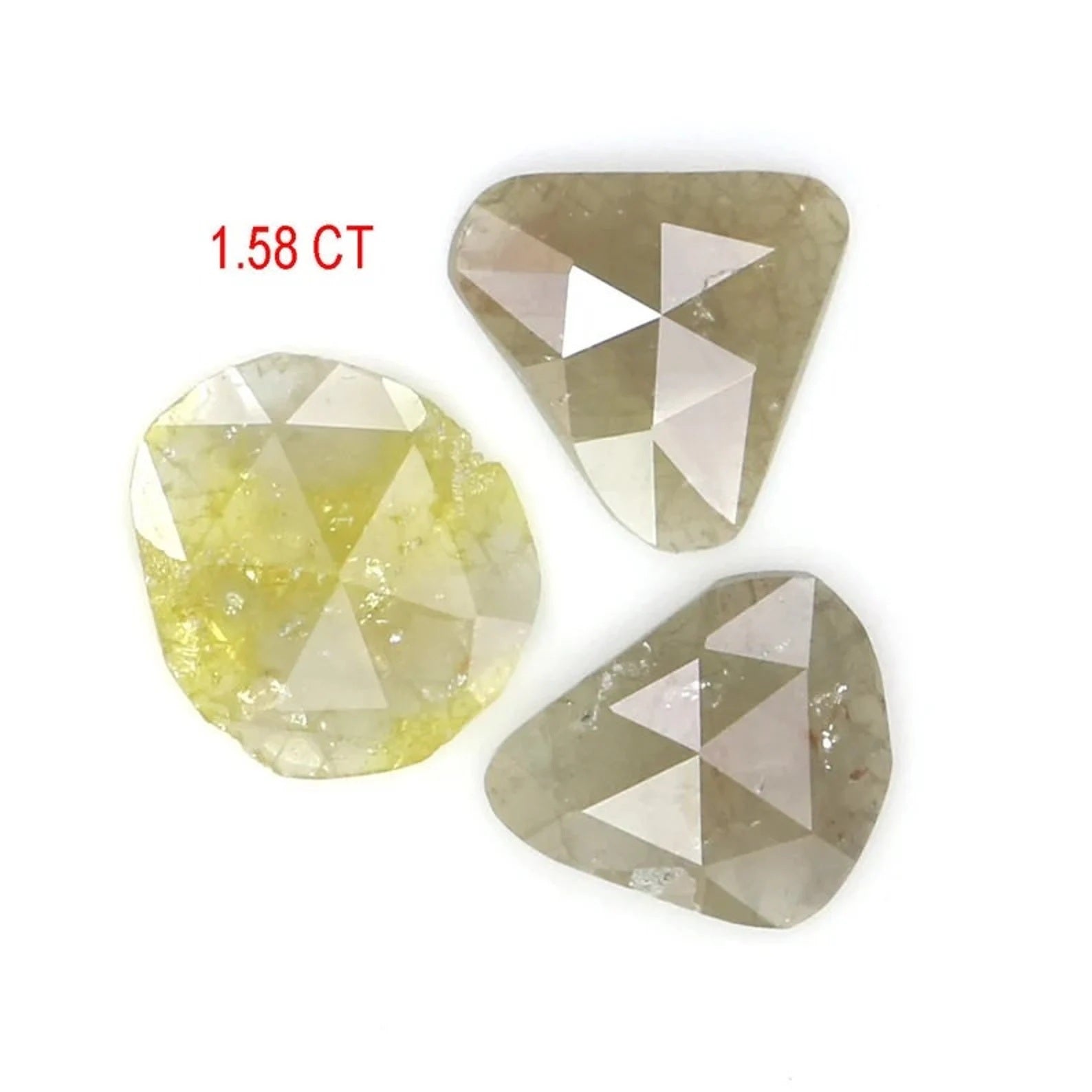 1.58 CT Natural Loose Slice Shape Diamond Yellow Color Irregular Cut Diamond 7.85 MM Natural Loose Gray Color Slice Rose Cut Diamond NQ2208