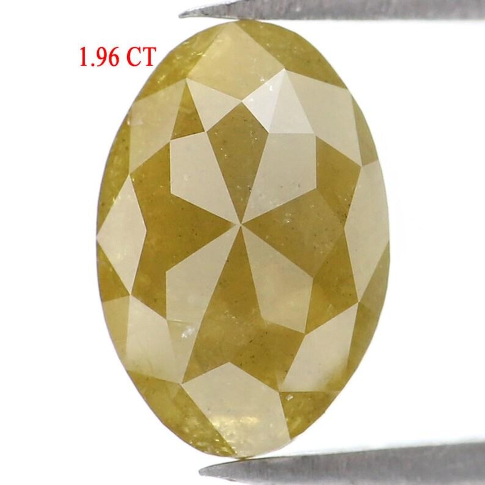 1.96 CT Natural Loose Oval Shape Diamond Green Color Oval Cut Diamond 9.70 MM Natural Loose Diamond Yellow Color Oval Rose Cut Diamond NQ682