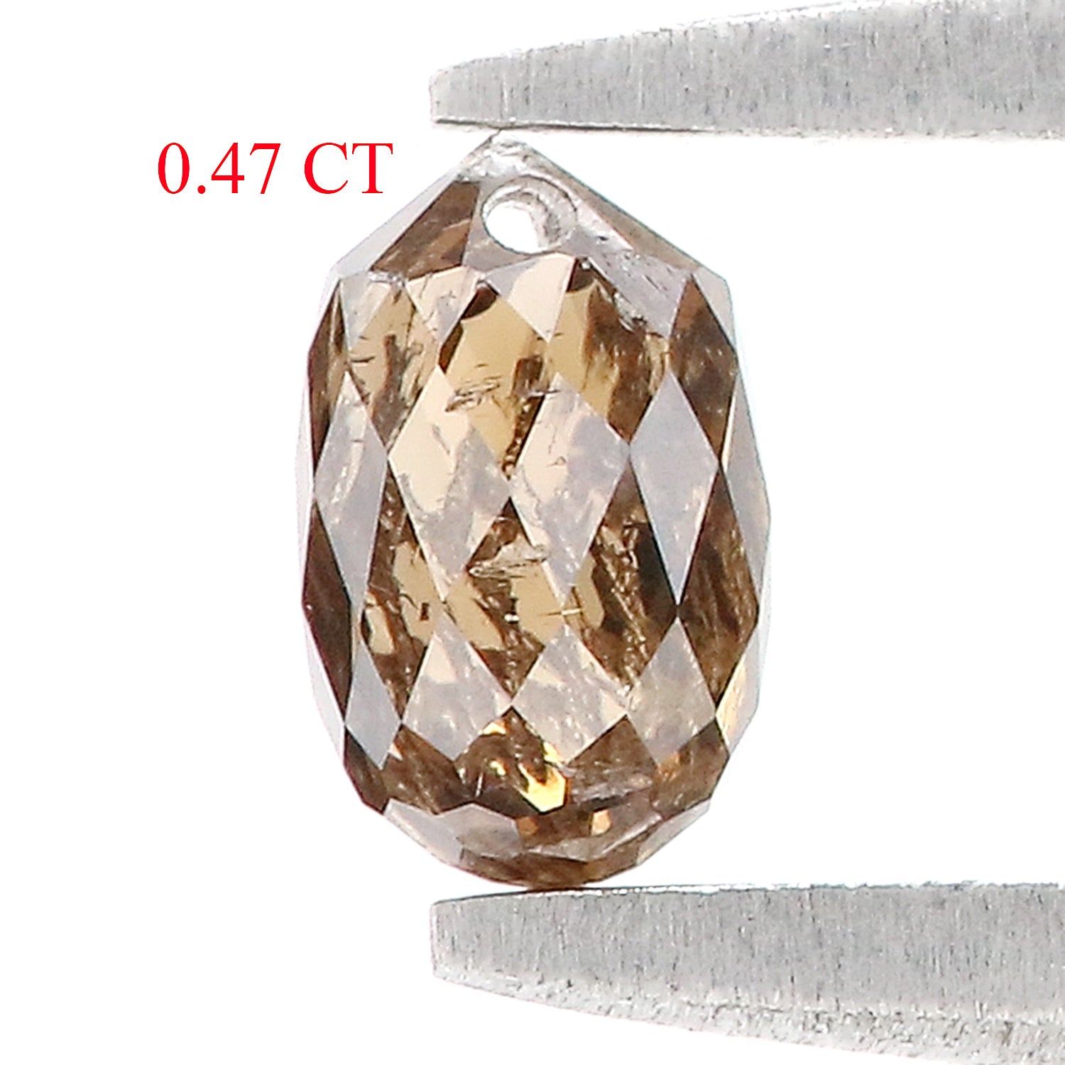 0.47 Ct Natural Loose Briolette Shape Diamond Brown Color Drop Diamond 5.10 MM Natural Loose Brown Color Briolette Rose Cut Diamond LQ9252