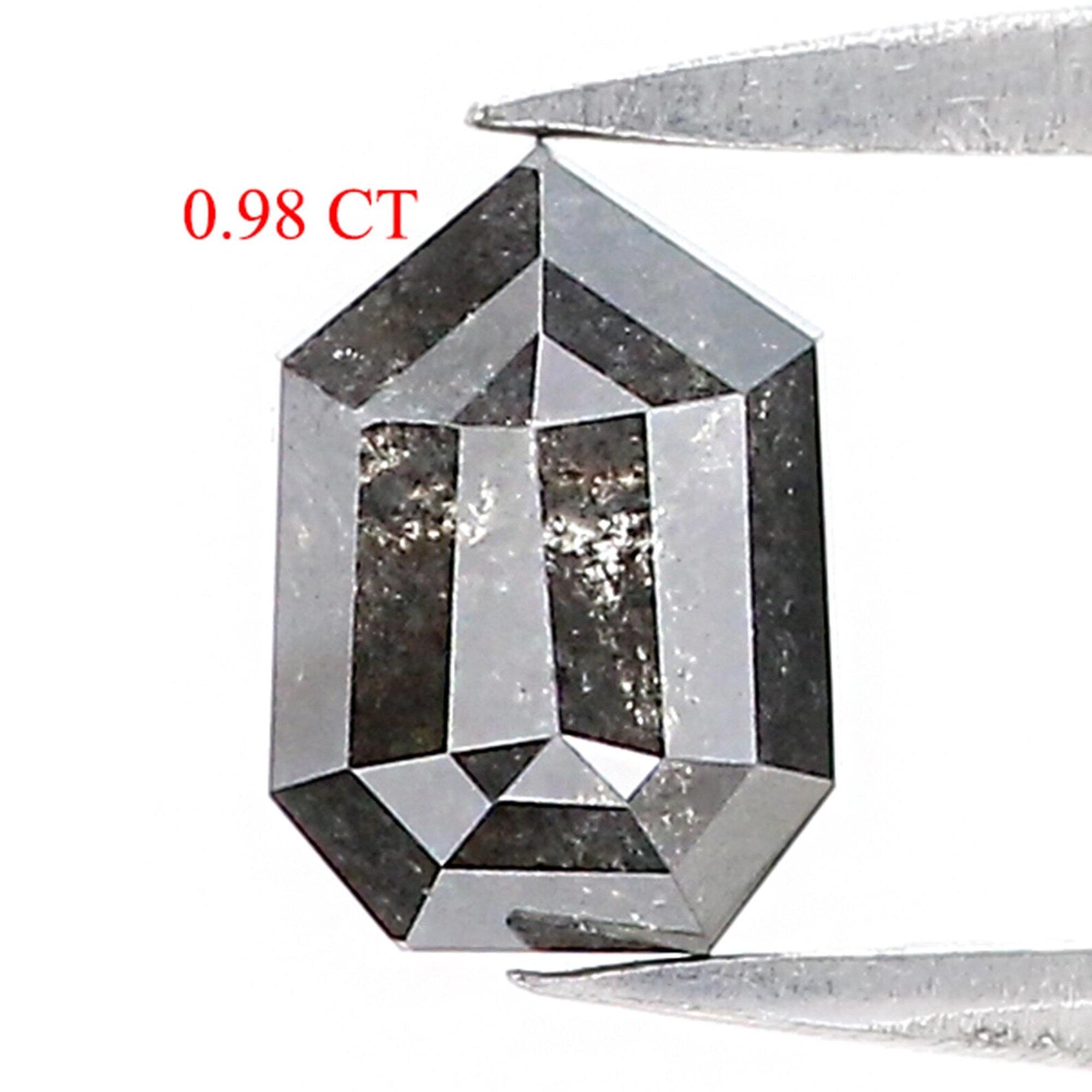 0.98 CT Natural Loose Shield Shape Diamond Salt And Pepper Shield Diamond 6.80 MM Natural Black Grey Color Shield Rose Cut Diamond QN9345