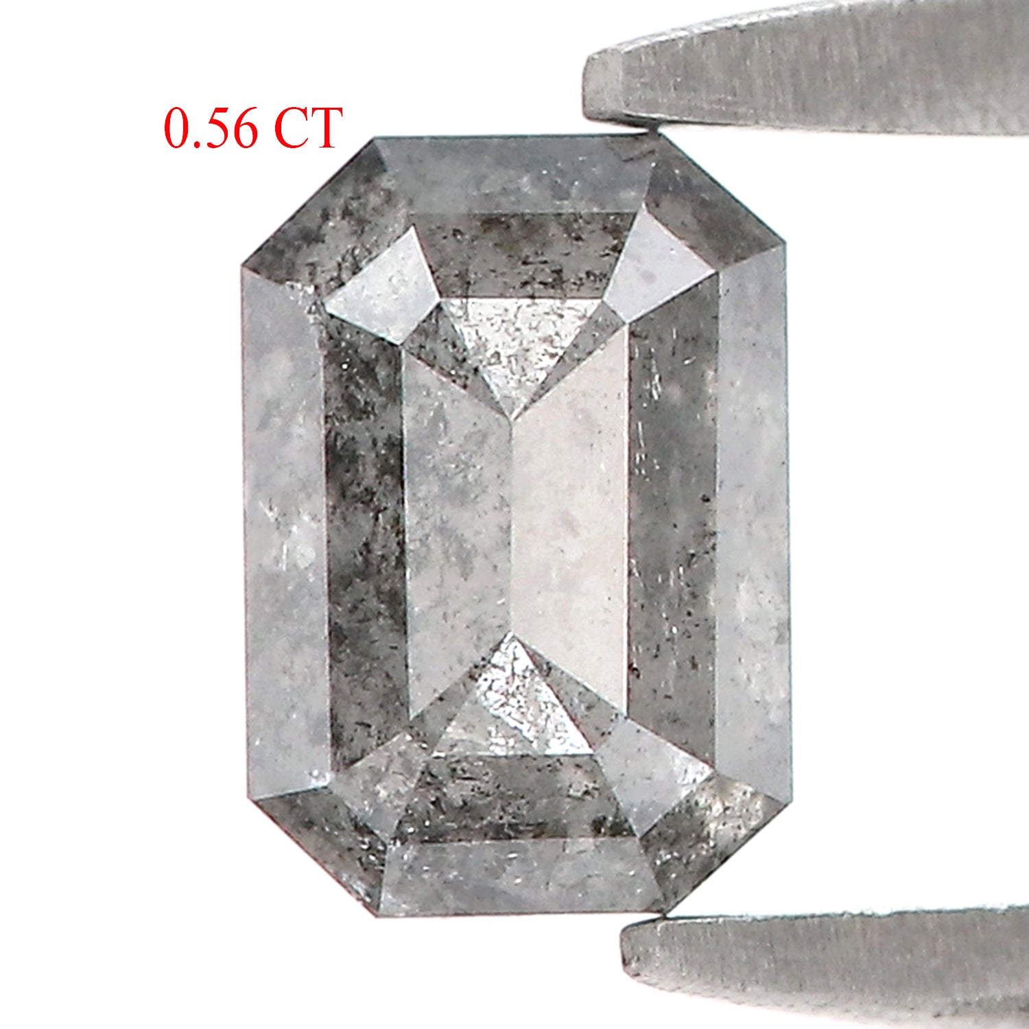 0.56 CT Natural Loose Emerald Shape Diamond Salt And Pepper Emerald Diamond 5.50 MM Natural Black Grey Color Emerald Rose Cut Diamond LQ1028
