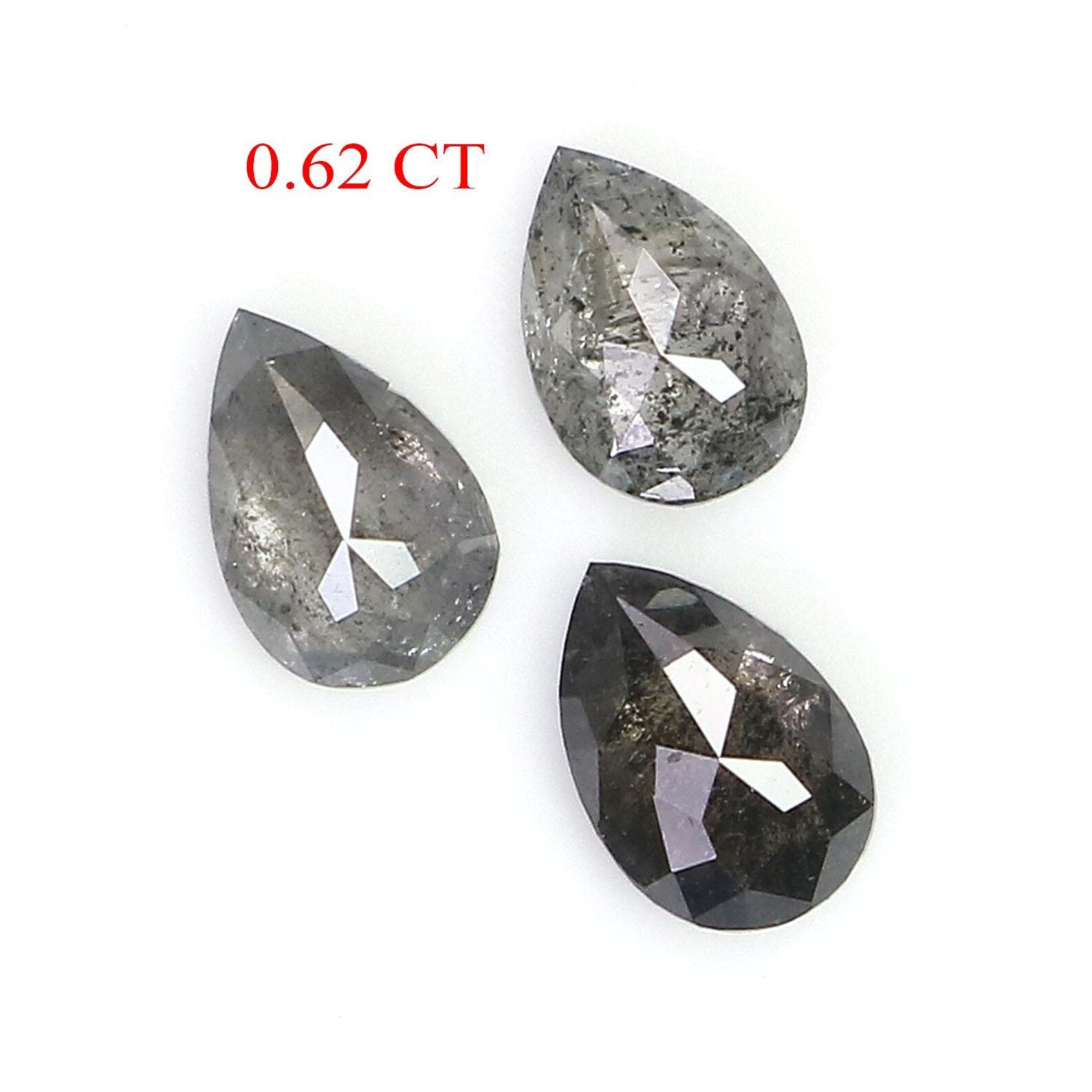0.62 CT Natural Loose Pear Shape Diamond Salt And Pepper Pear Cut Diamond 4.60 MM Black Grey Color Pear Shape Rose Cut Diamond QN1580