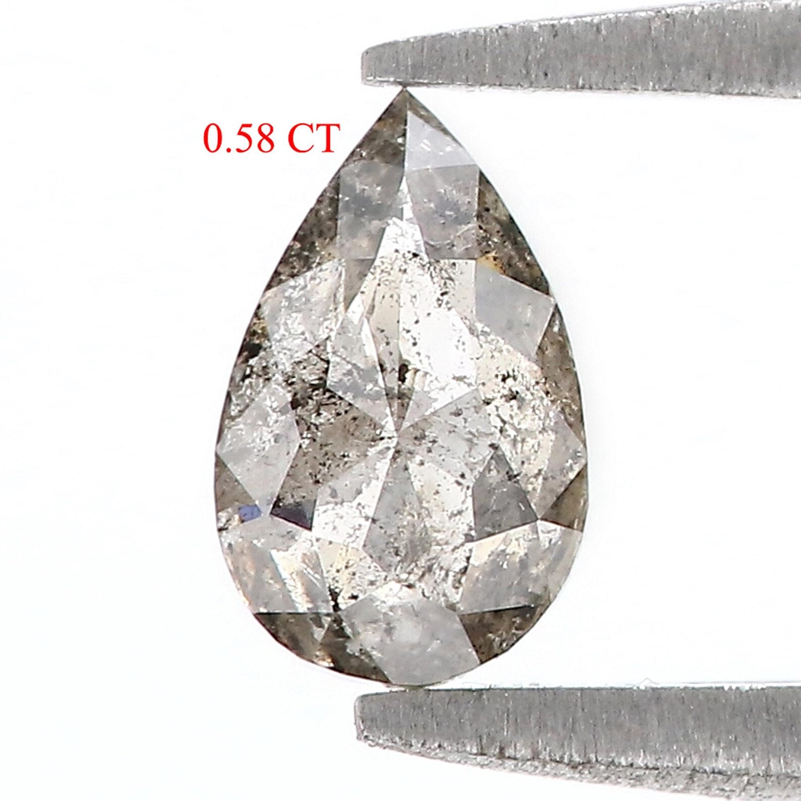 0.58 CT Natural Loose Pear Shape Diamond Salt And Pepper Pear Cut Diamond 6.95 MM Natural Loose Diamond Pear Shape Rose Cut Diamond QN589