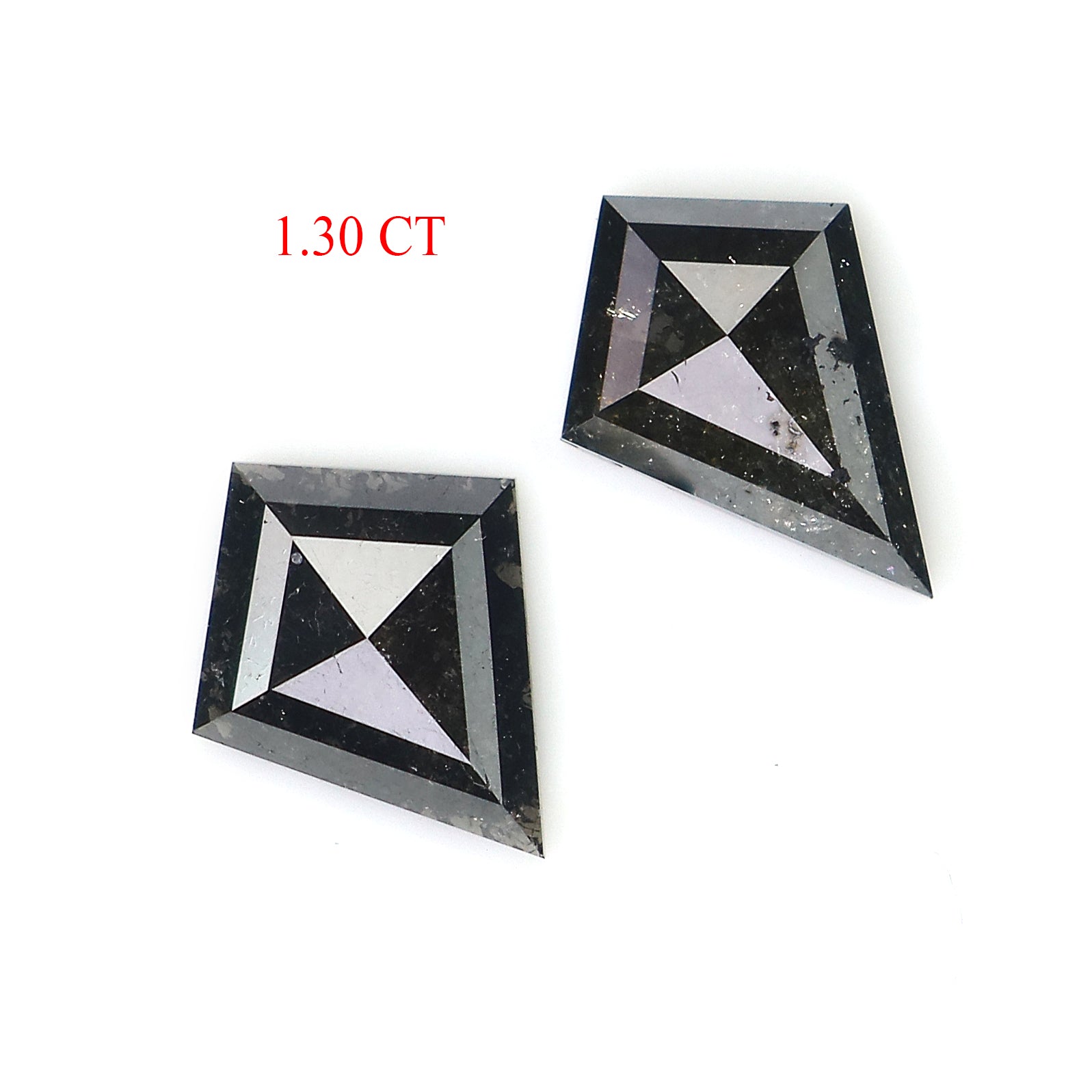 1.30 CT Natural Loose Kite Cut Pair Diamond Black Color Kite Shape Diamond 8.65 MM Natural Loose Black Color Kite Rose Cut Diamond L3407