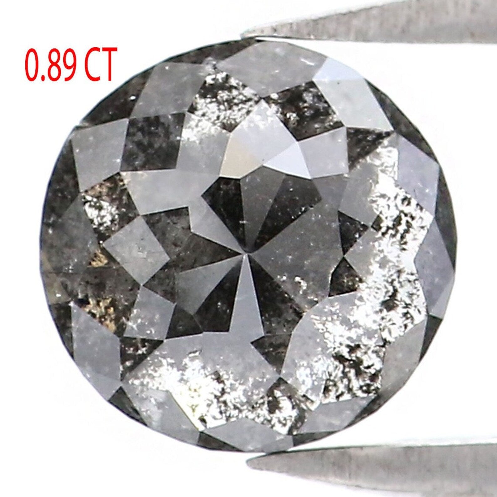 0.89 CT Natural Loose Round Rose Cut Diamond Salt And Pepper Round Cut Diamond 6.25 MM Natural Loose Black Grey Round Shape Diamond NQ1972