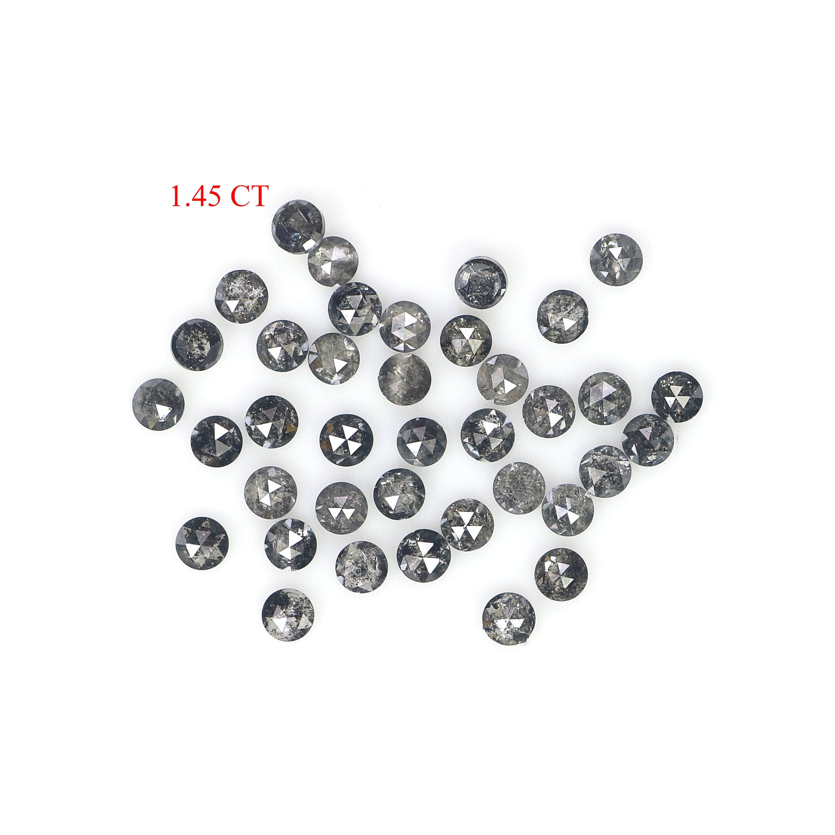 1.45 Ct Natural Loose Round Rose Cut Diamond Salt And Pepper Round Diamond 1.90 MM Natural Black Grey Color Round Rose Cut Diamond KR1951