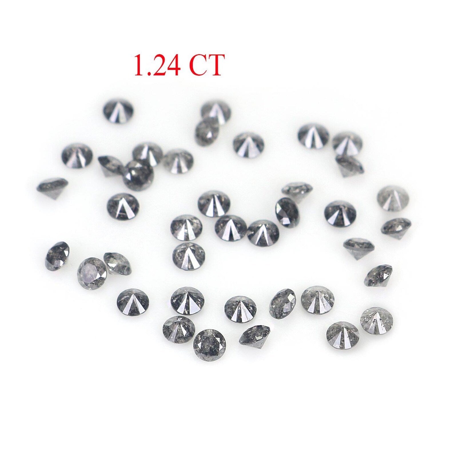 1.24 Ct Natural Loose Round Shape Diamond Salt And Pepper Round Diamond 1.90 MM Natural Black Grey Color Round Brilliant Cut Diamond NQ853