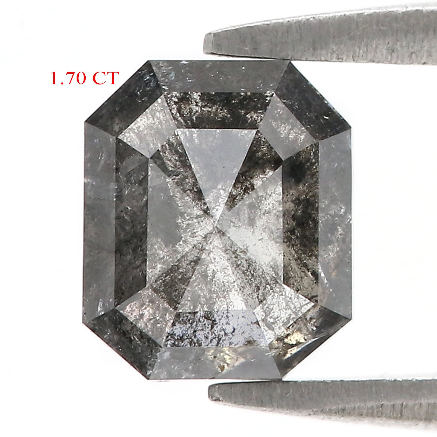 1.70 CT Natural Loose Emerald Cut Diamond Salt And Pepper Emerald Diamond 7.20 MM Natural Loose Black Grey Color Emerald Cut Diamond QL187