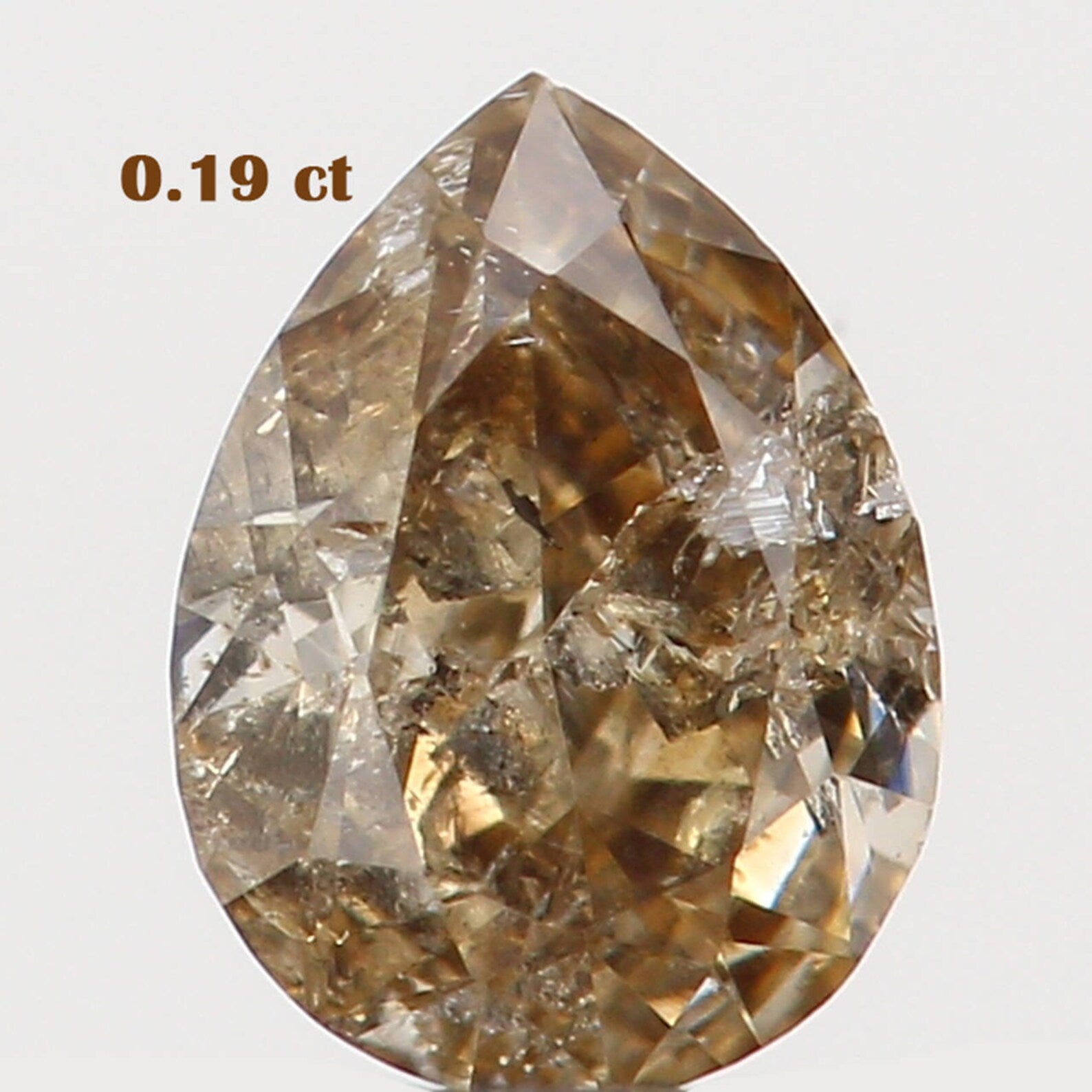 0.19 Ct Natural Loose Diamond Pear Greenish Brown Color I2 Clarity 4.20 MM N7258