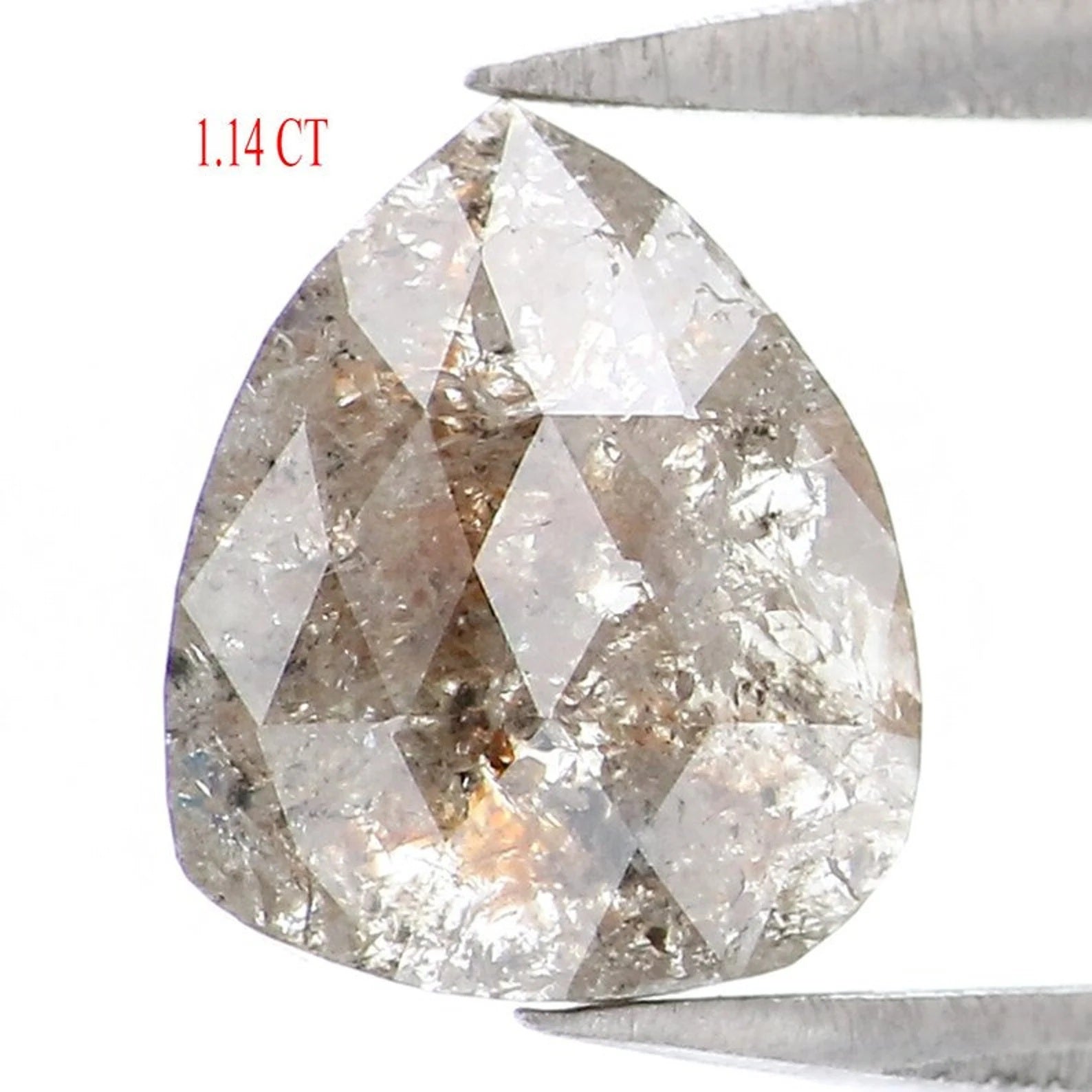 1.14 CT Natural Loose Pear Shape Diamond Grey Color Pear Cut Diamond 7.30 MM Natural Loose Diamond Grey Color Pear Rose Cut Diamond NQ8435