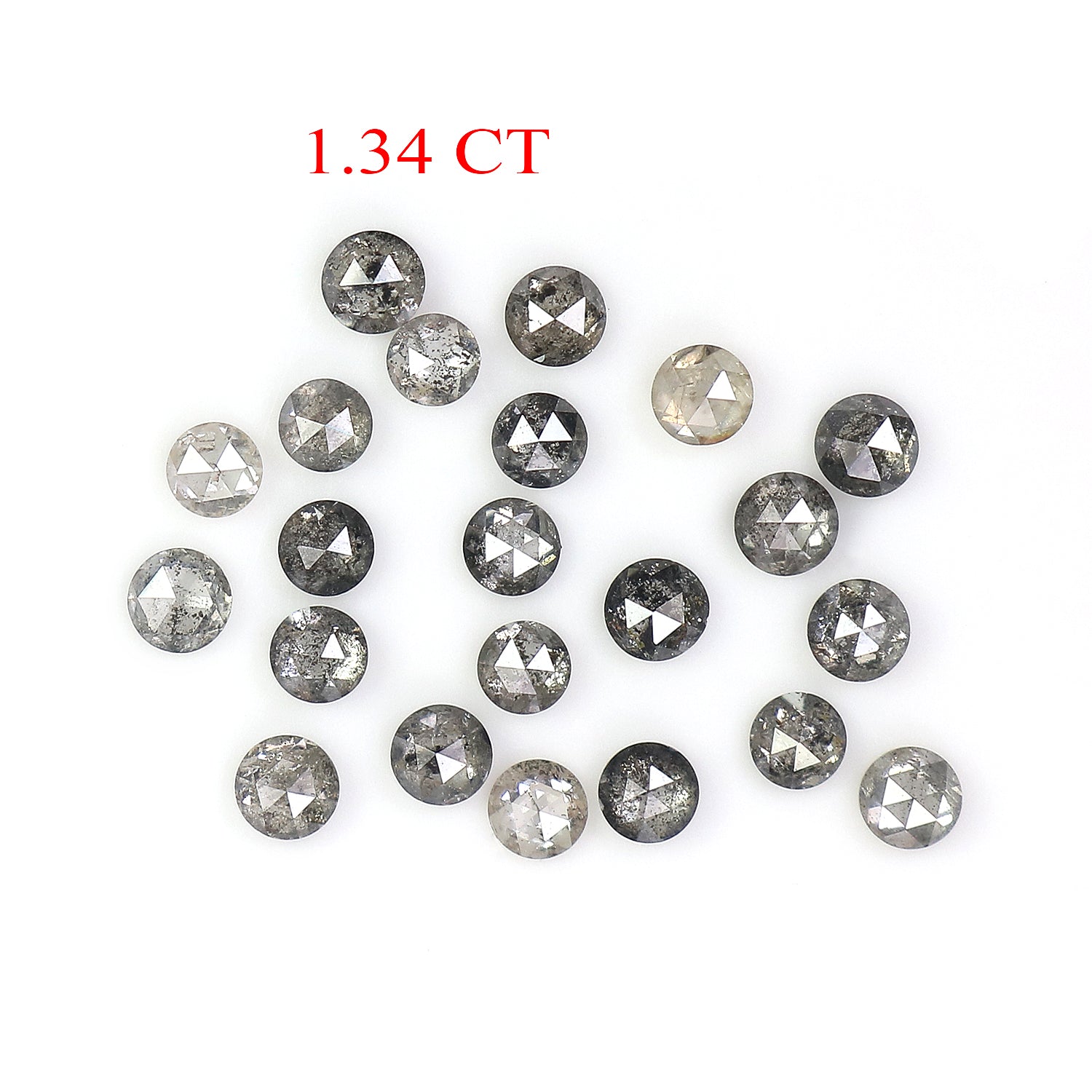1.34 Ct Natural Loose Round Rose Cut Diamond Salt And Pepper Round Shape Diamond 2.10 MM Natural Black Grey Round Rose Cut Diamond LQ2771