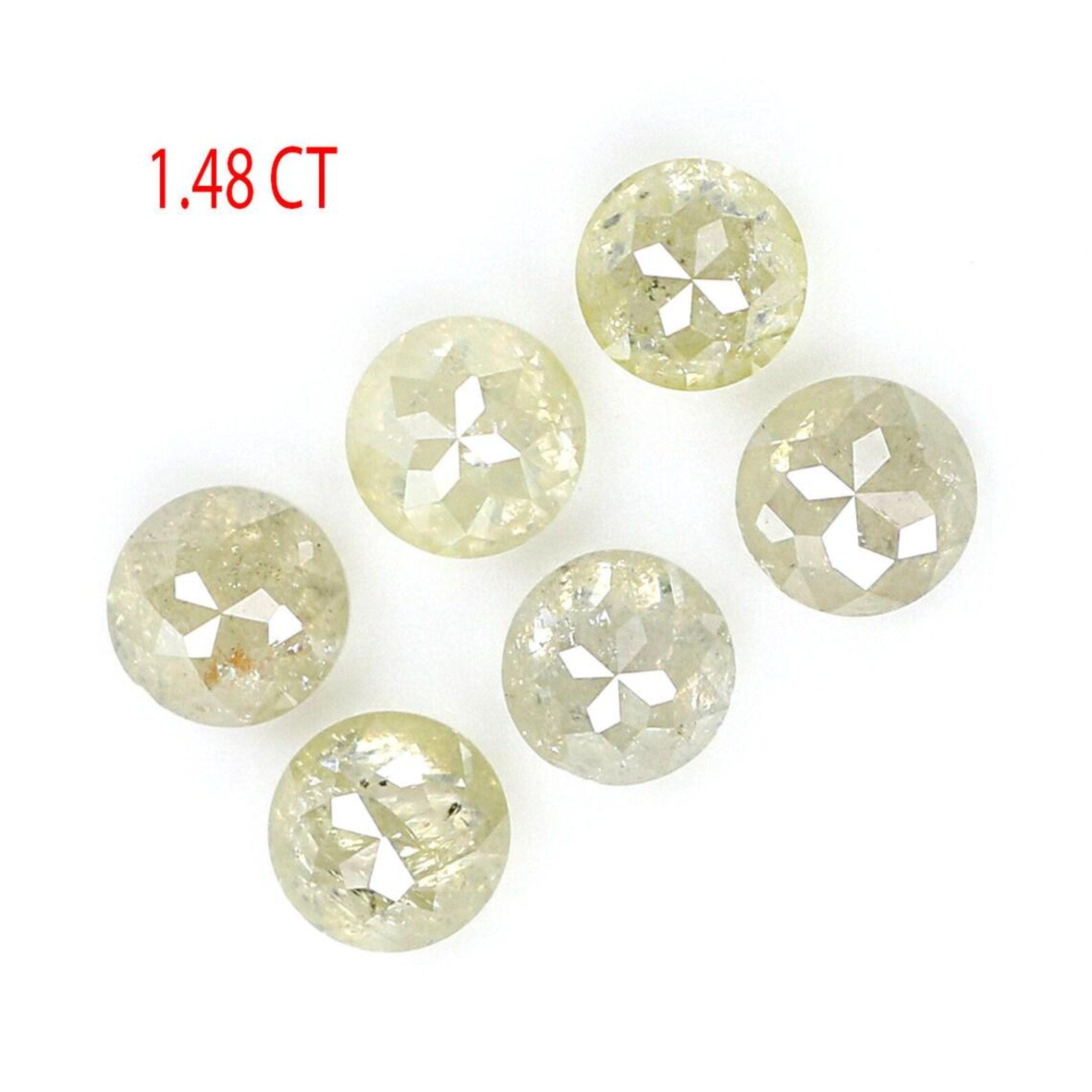 1.48 CT Natural Loose Round Shape Diamond Grey Color Round Diamond 3.50 MM Natural Loose Diamond Yellow Color Round Rose Cut Diamond NQ657