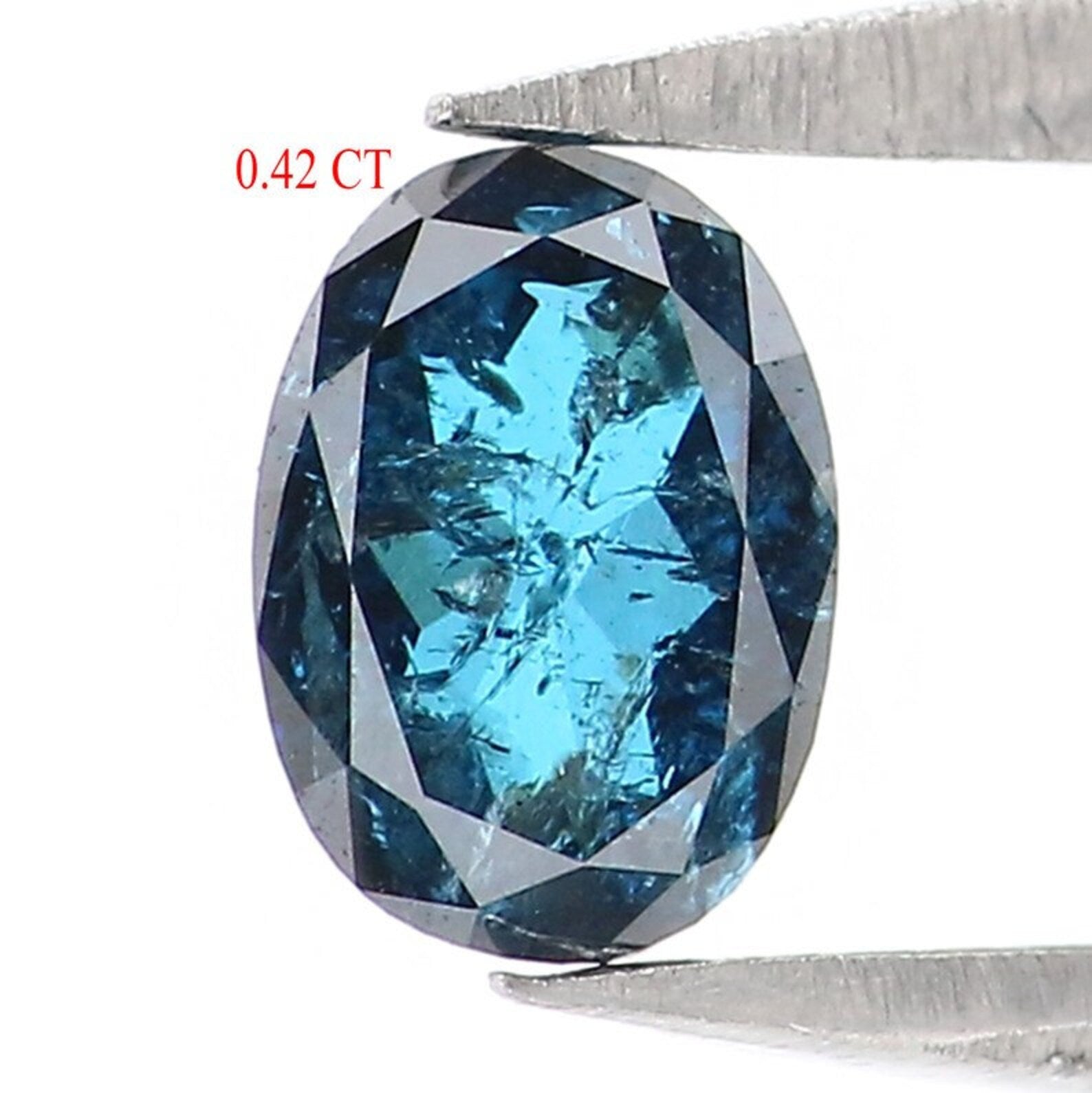 .42 CT Natural Loose Oval Shape Diamond Blue Color Oval Cut Diamond 5.35 MM Natural Loose Diamond Blue Color Oval Rose Cut Diamond NQ215