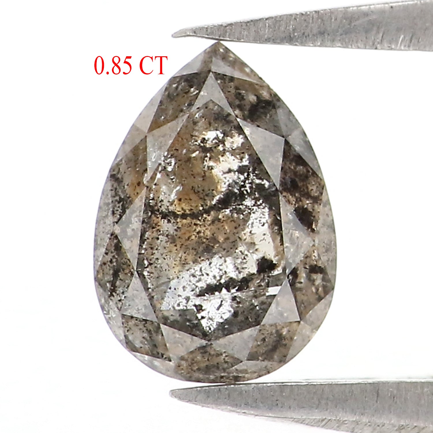 0.85 CT Natural Loose Pear Shape Diamond Salt And Pepper Pear Rose Cut Diamond 7.05 MM Natural Black Grey Color Pear Shape Diamond QL2866