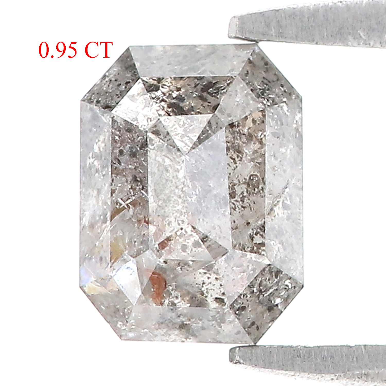 0.95 CT Natural Loose Emerald Shape Diamond Salt And Pepper Emerald Shape Diamond 6.65 MM Black Grey Color Emerald Rose Cut Diamond LQ2017