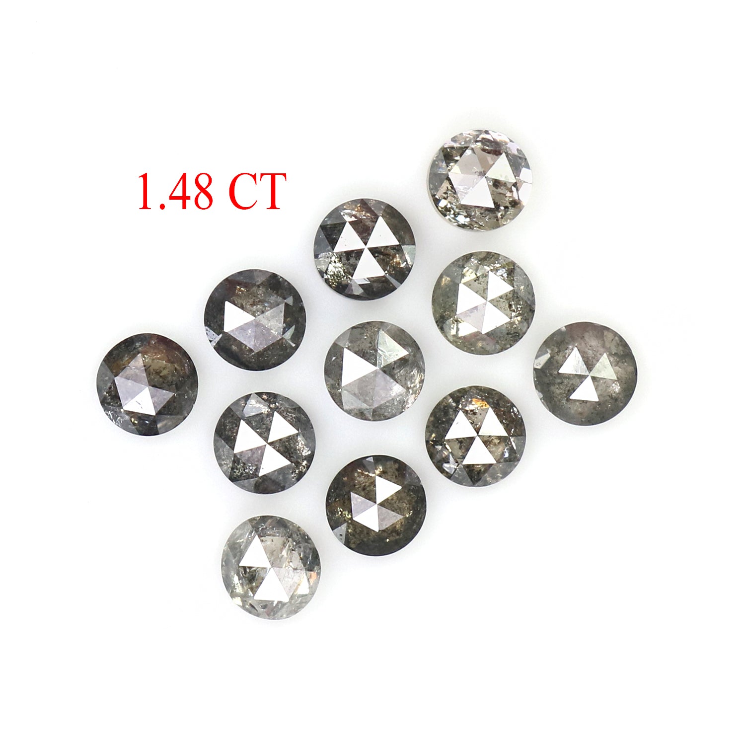 Natural Loose Round Cut Diamond, Salt And Pepper Round Diamond, Natural Loose Diamond, Round Rose Cut Diamond, 1.48 CT Round Shape L2825