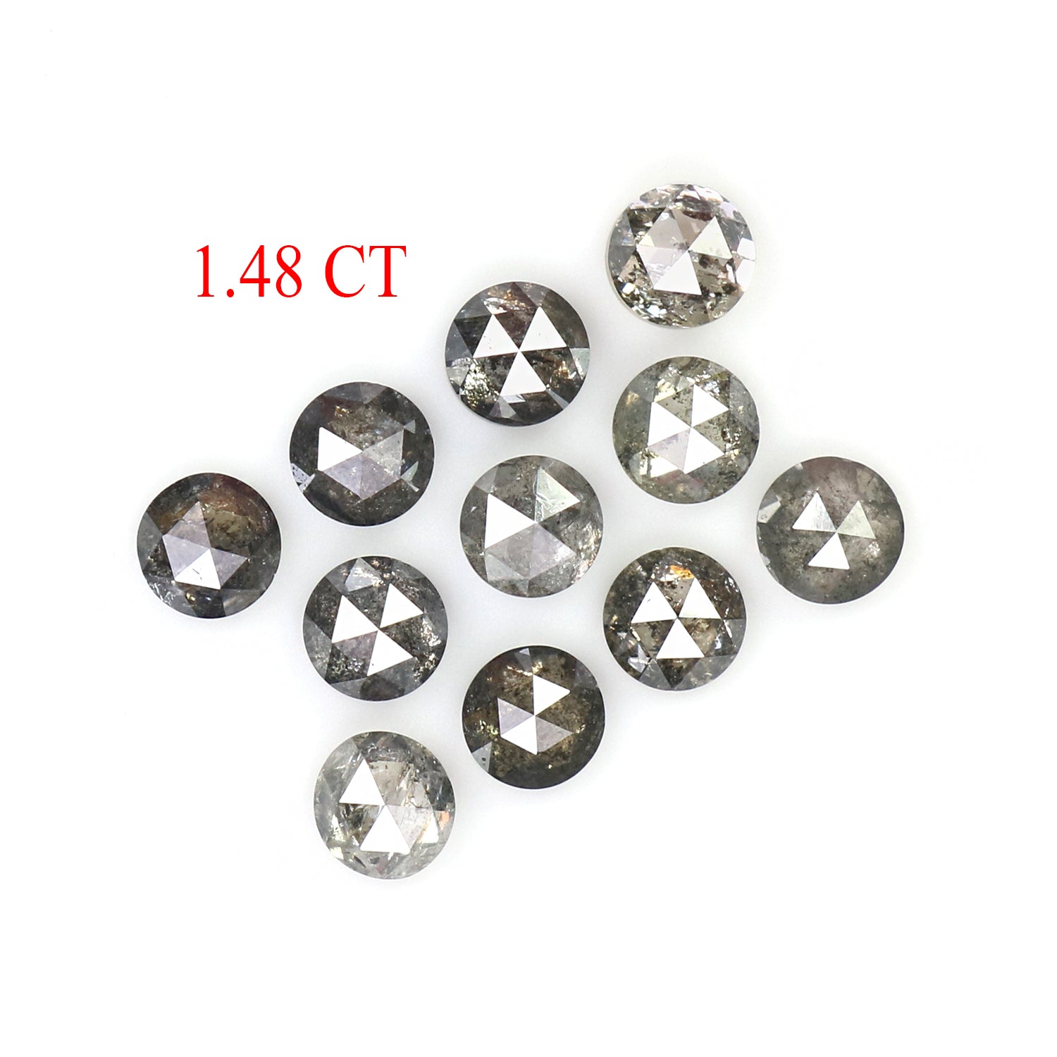 1.48 Ct Natural Loose Round Rose Cut Diamond Salt And Pepper Round Shape Diamond 2.95 MM Natural Black Grey Round Rose Cut Diamond LQ2825