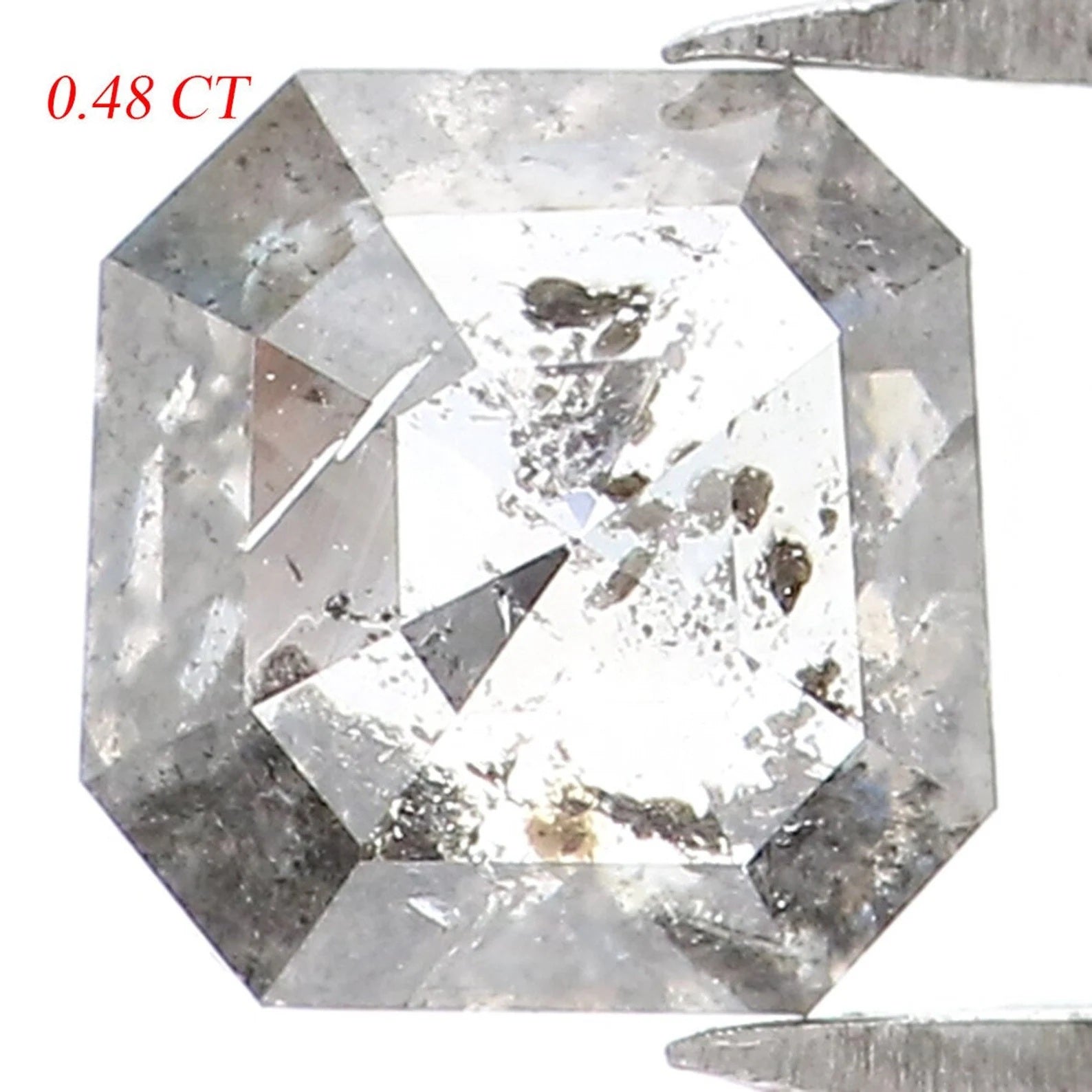 0.48 CT Natural Loose Radiant Diamond Salt And Pepper Diamond 5.20 MM Natural Loose Black Grey Diamond Radiant Rose Cut Diamond NQ7214