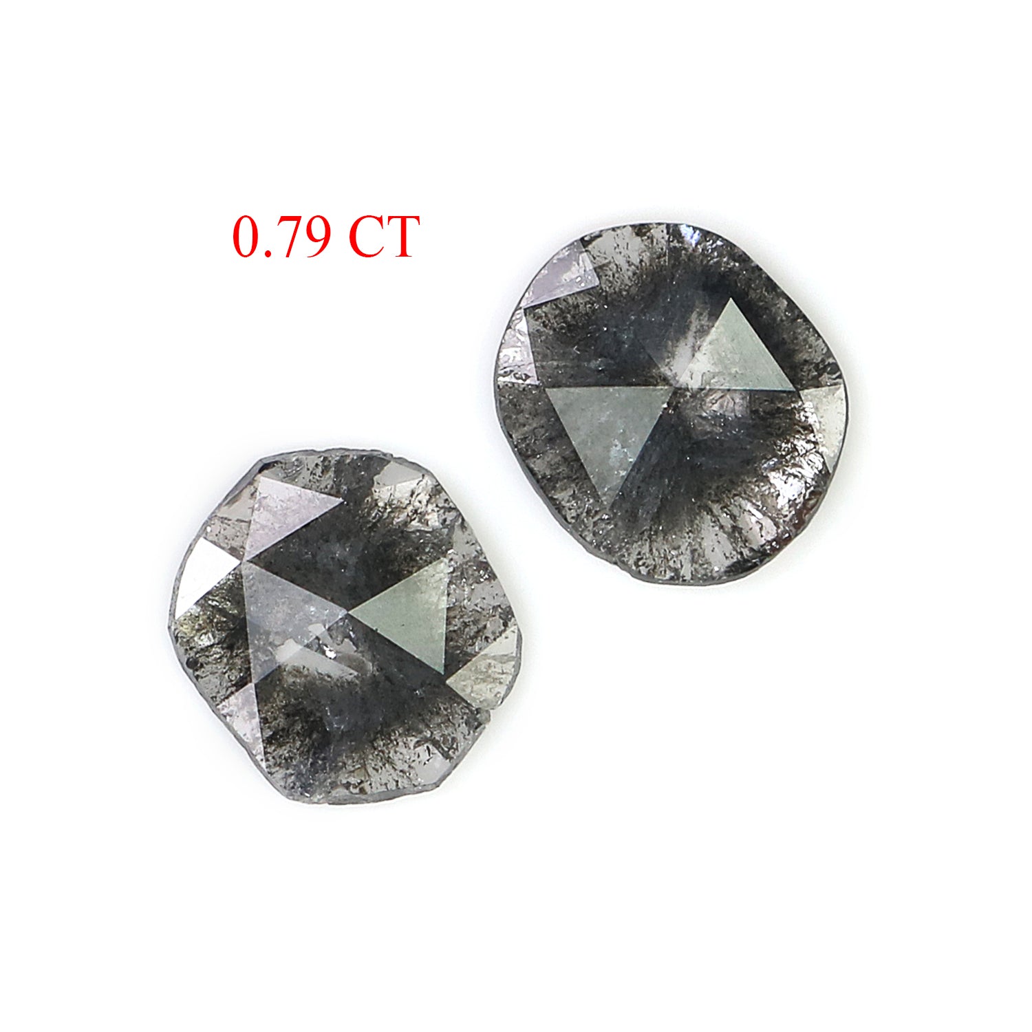 0.79 CT Natural Loose Slice Shape Diamond Salt And Pepper Slice Uncut Diamond 7.35 MM Natural Black Grey Diamond Irregular Cut Diamond L3586