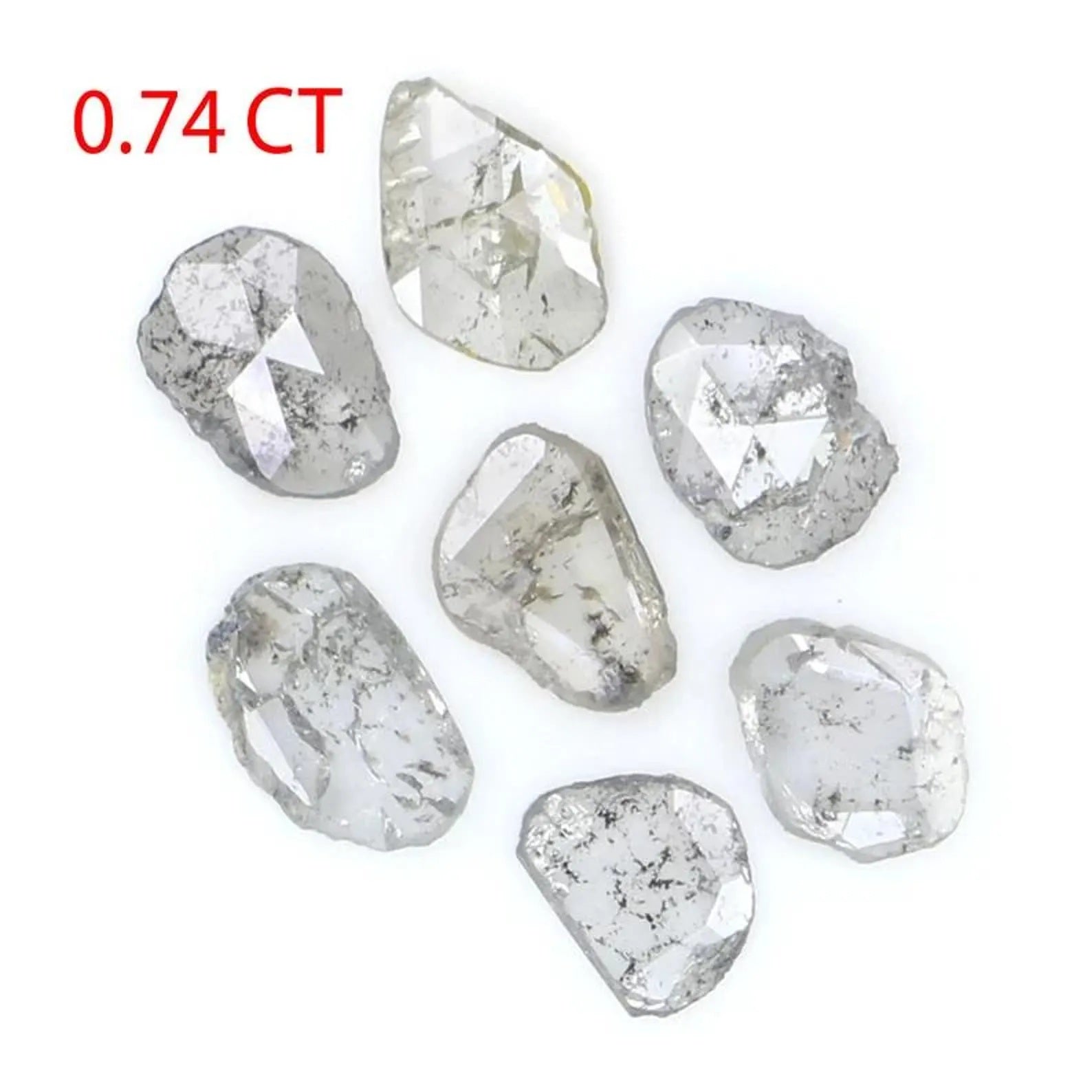 0.74 CT Natural Loose Slice Shape Diamond Salt And Pepper Slice Diamond 4.10 MM Natural Loose Black Grey Color Slice Rose Cut Diamond NQ2138