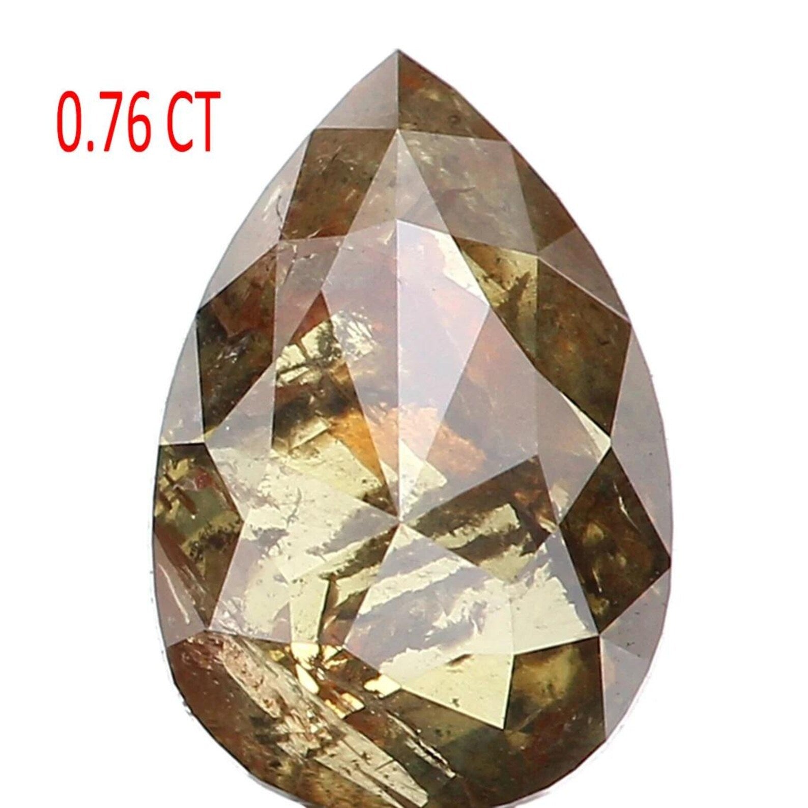 0.76 CT Natural Loose Pear Shape Diamond Yellow Color Pear Diamond 7.05 MM Natural Loose Diamond Brown Color Pear Rose Cut Diamond NQ998
