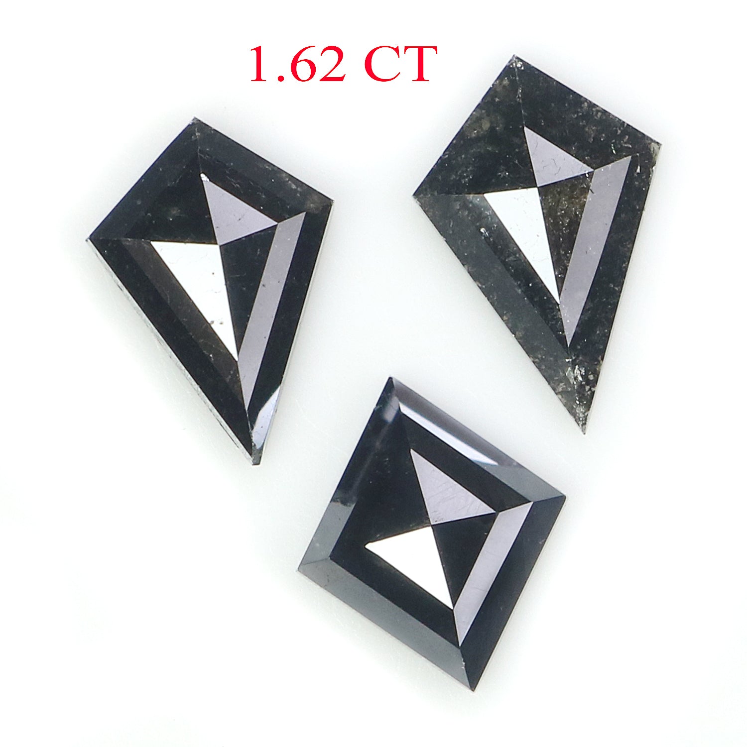 1.62 CT Natural Loose Kite Shape Diamond Black Color Kite Cut Diamond 8.50 MM Natural Loose Black Color Diamond Kite Rose Cut Diamond L3441