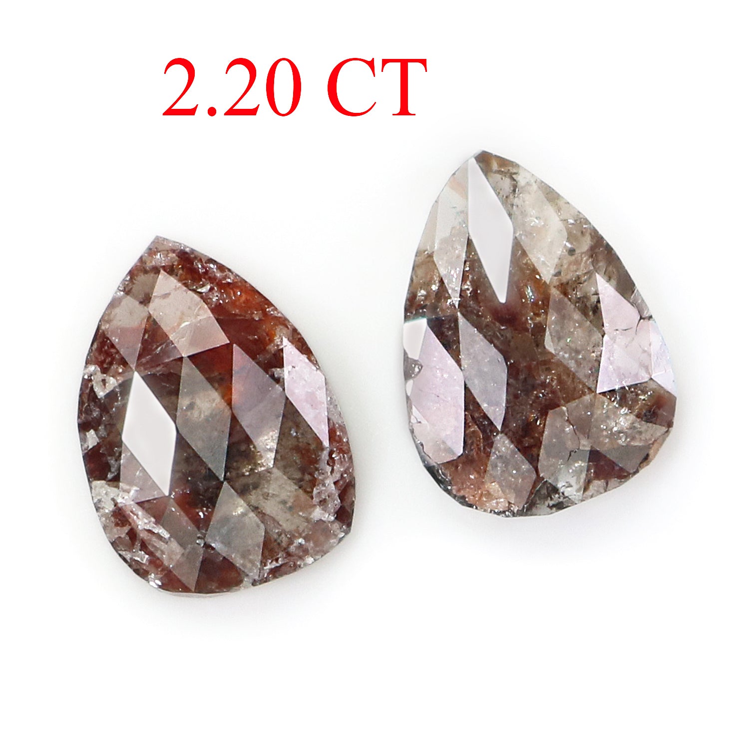 2.20 CT Natural Loose Pear Cut Pair Diamond Brown Color Pear Shape Diamond 8.80 MM Natural Loose Brown Color Pear Rose Cut Diamond N8217