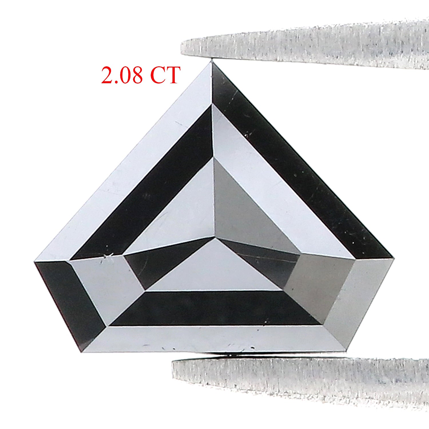 2.08 CT Natural Loose Shield Shape Diamond Black Color Shield Rose Cut Diamond 7.55 MM Natural Loose Shield Shape Black Color Diamond LQ9188