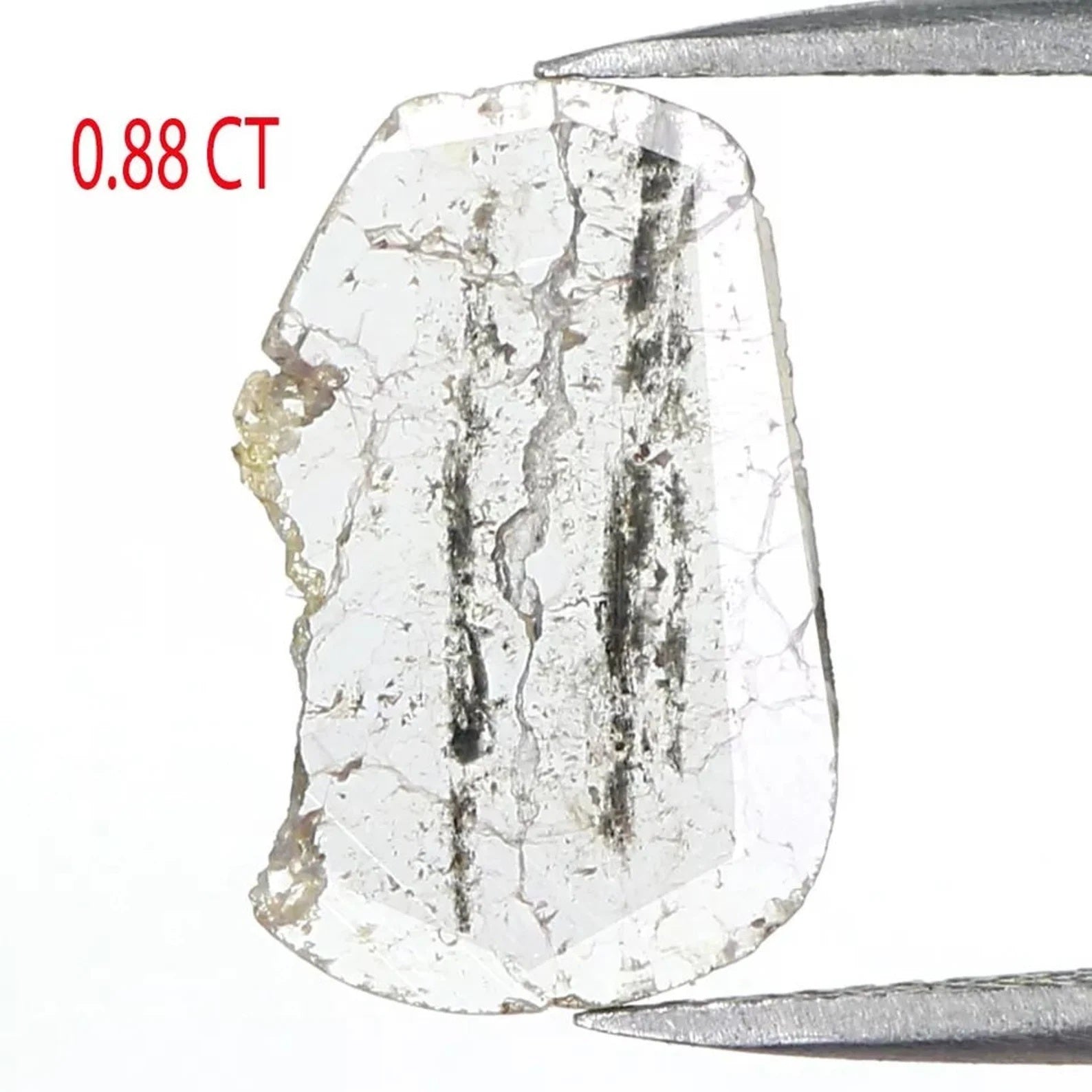 0.88 Ct Natural Loose Slice Shape Diamond Salt And Pepper Slice Diamond 14.10 MM Natural Diamond Black Grey Color Slice Cut Diamond NQ610