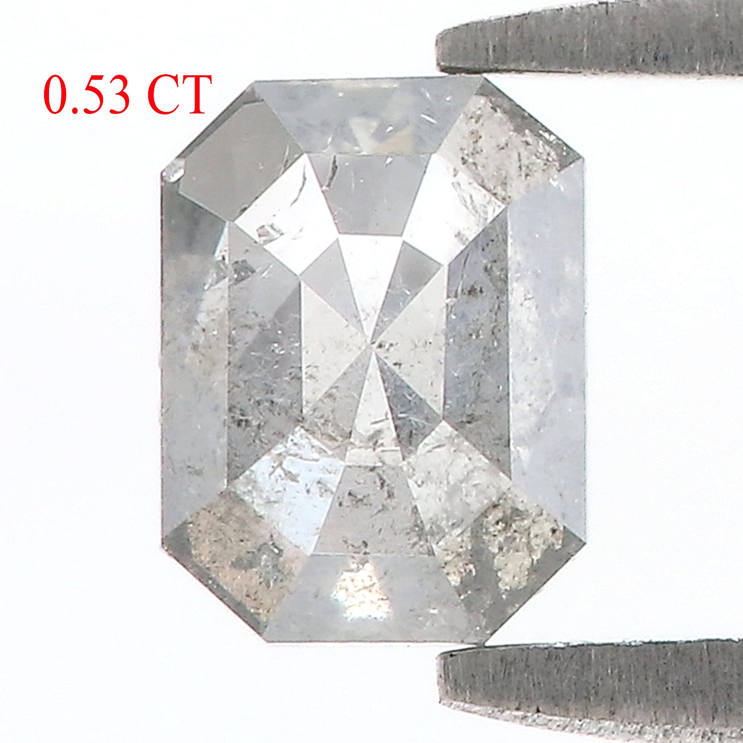 0.53 CT Natural Loose Emerald Cut Diamond Salt And Pepper Emerald Diamond 5.50 MM Natural Black Grey Color Emerald Rose Cut Diamond LQ2018