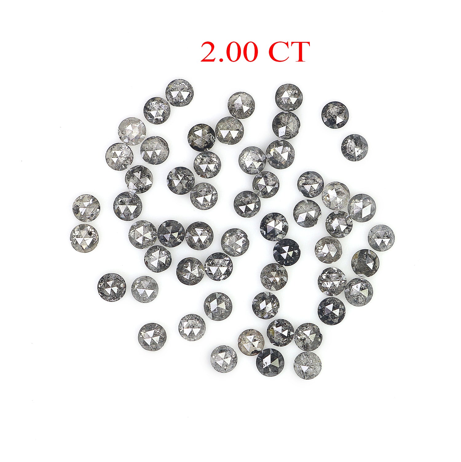 2.00 Ct Natural Loose Round Cut Diamond Salt And Pepper Diamond 1.90 MM Natural Loose Diamond Black Grey Color Round Rose Cut Diamond LQ3034