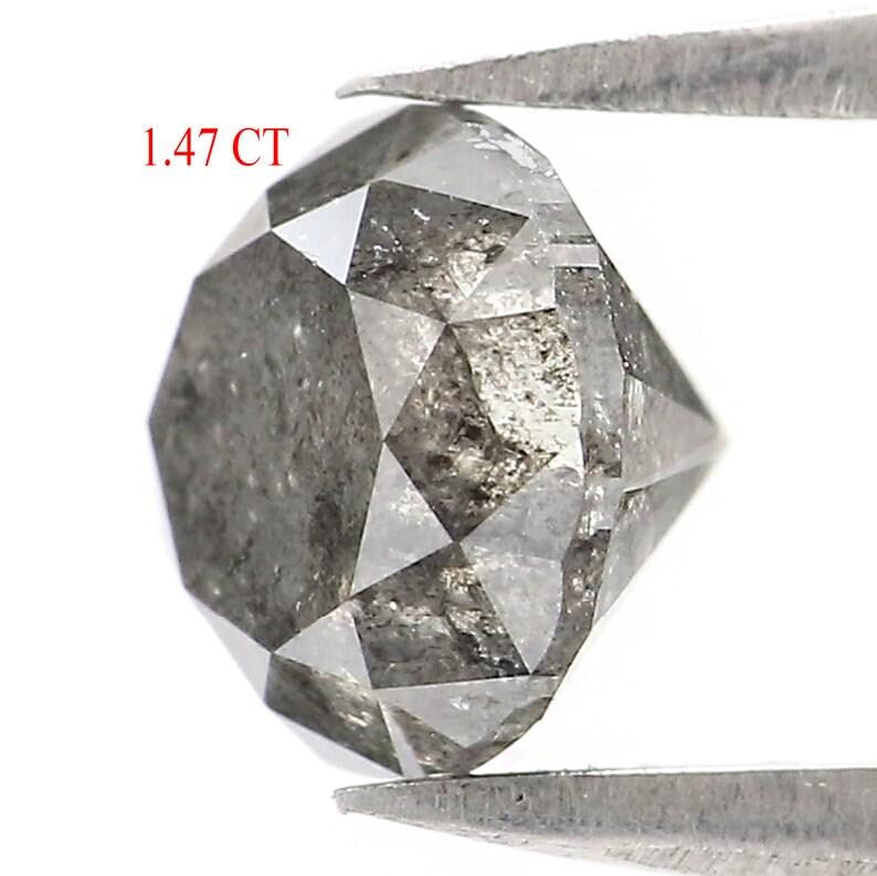 1.47 CT Natural Loose Round Shape Diamond Salt And Pepper Round Diamond 6.40 MM Natural Black Gray Color Round Brilliant Cut Diamond QN9377