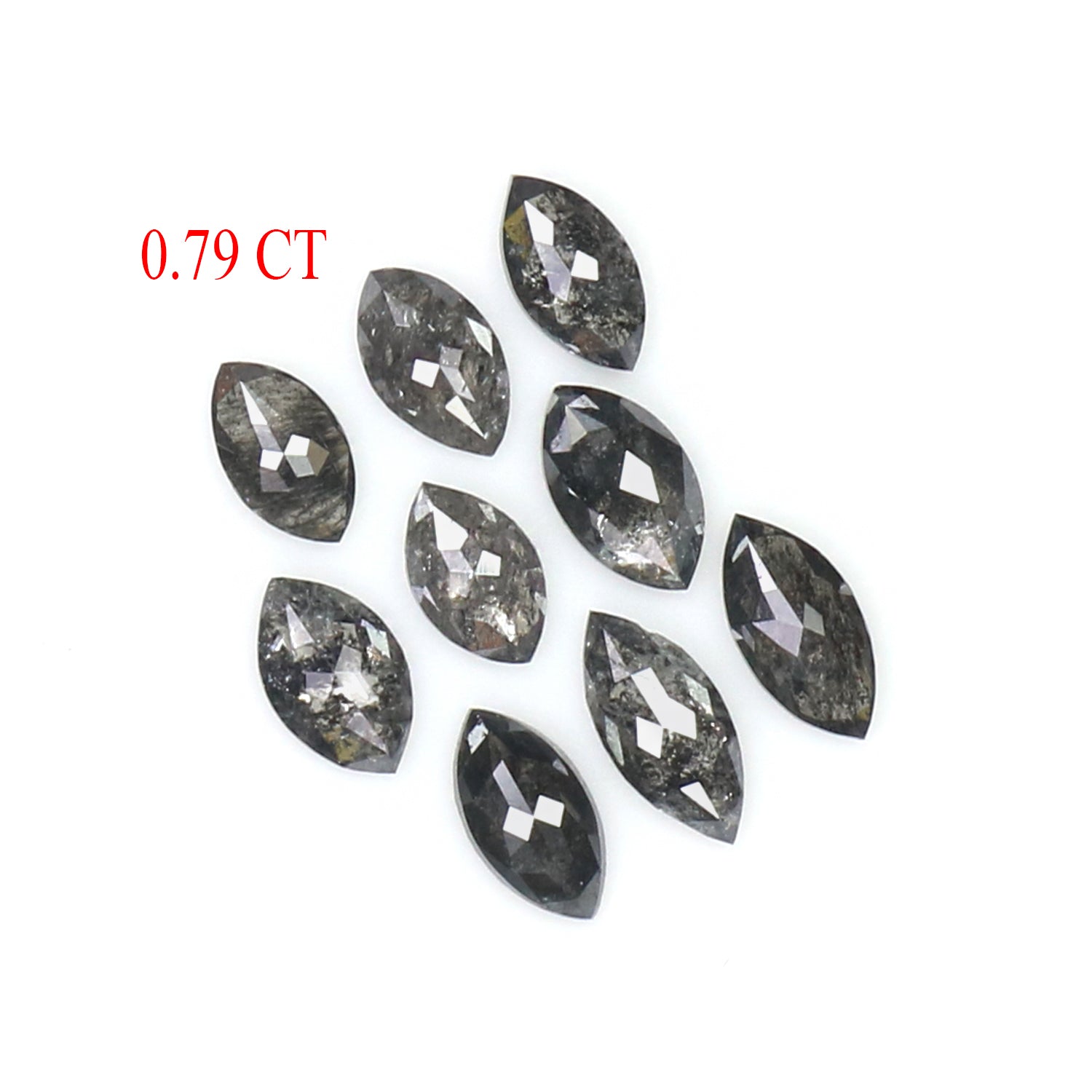 0.79 CT Natural Loose Marquise Shape Diamond Salt And Pepper Marquise Rose Cut Diamond 3.70 MM Black Grey Color Marquise Cut Diamond LQ2879