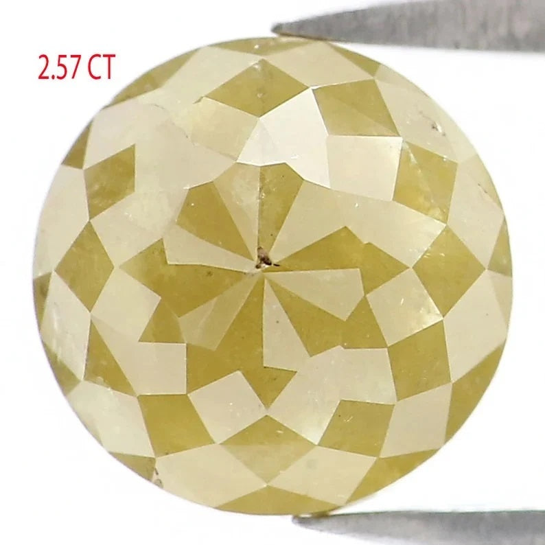2.57 CT Natural Loose Round Shape Diamond Yellow Color Round Cut Diamond 8.00 MM Natural Diamond Yellow Color Round Rose Cut Diamond QN588