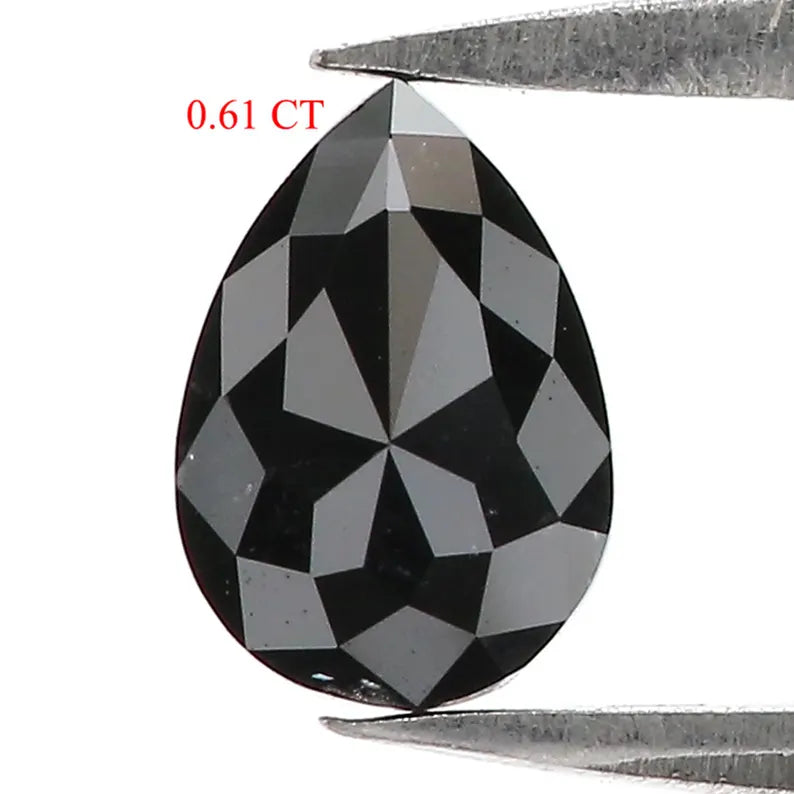 0.61 CT Natural Loose Pear Shape Diamond Black Color Pear Cut Diamond 7.00 MM Natural Loose Diamond Black Pear Rose Cut Diamond NQ2552
