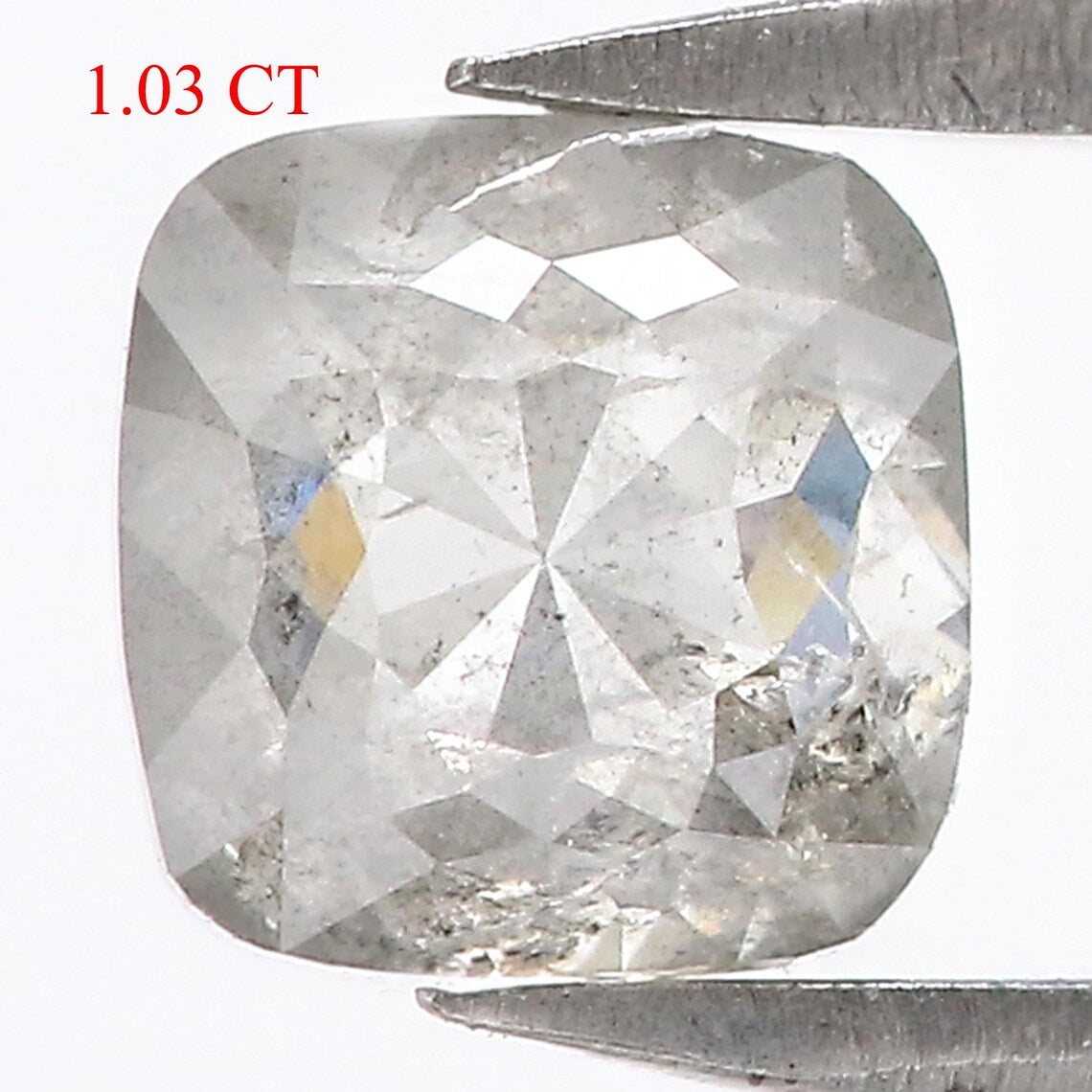 1.03 Ct Natural Loose Cushion Shape Diamond Salt And Pepper Cushion Diamond 5.60 MM Natural Black Grey Color Cushion Rose Cut Diamond QN9217