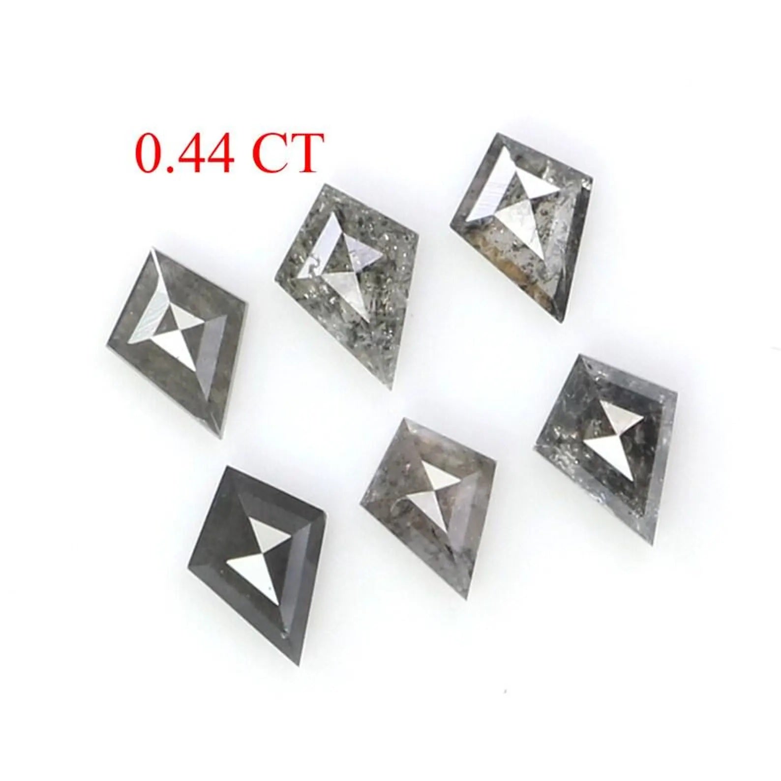 0.44 Ct Natural Loose Kite Shape Diamond Salt And Pepper Kite Diamond 3.95 MM Natural Diamond Black Gray Color Kite Rose Cut Diamond NQ2352