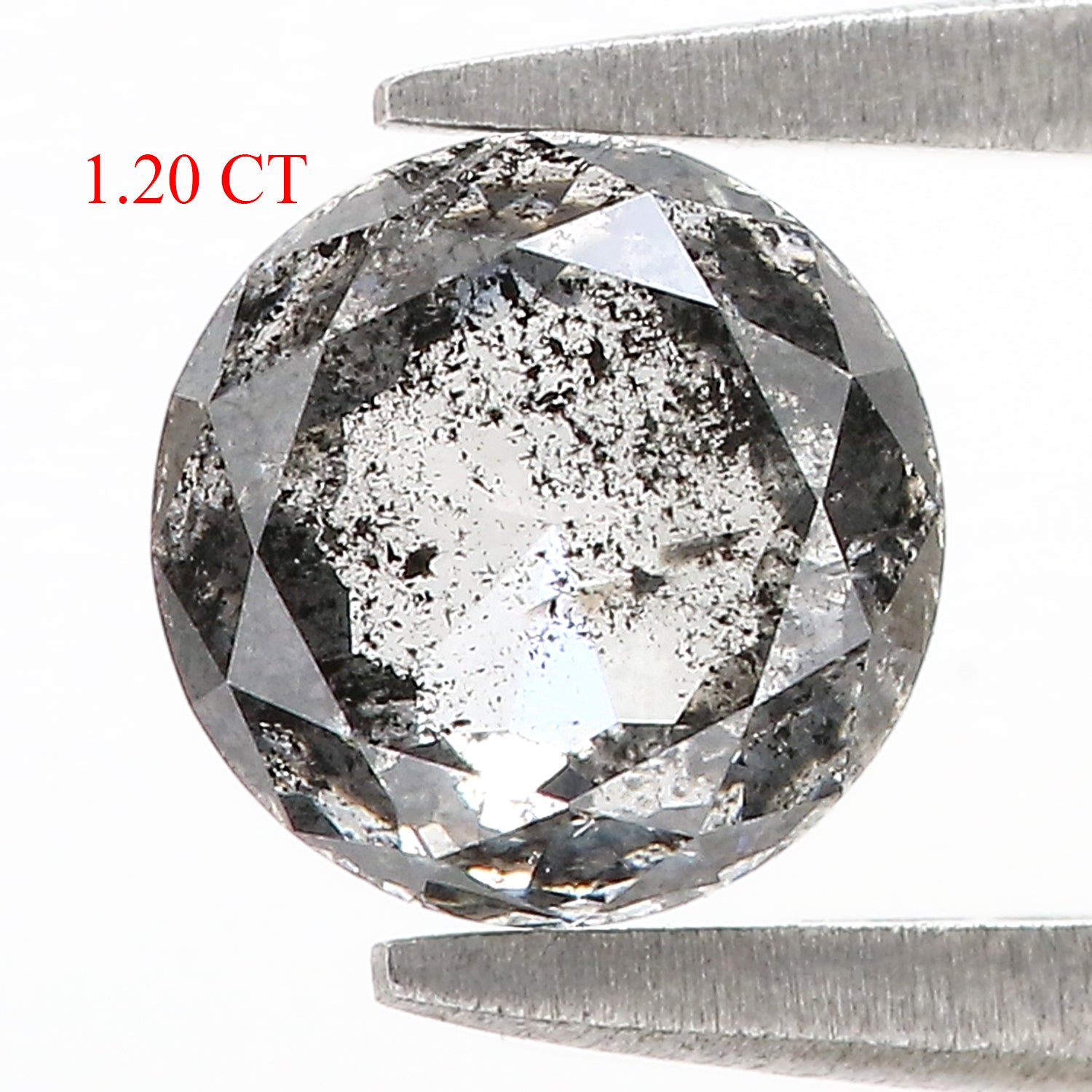 1.20 Ct Natural Loose Round Rose Cut Diamond Salt And Pepper Round Shape Diamond 6.50 MM Natural Black Grey Color Rose Cut Diamond L3613