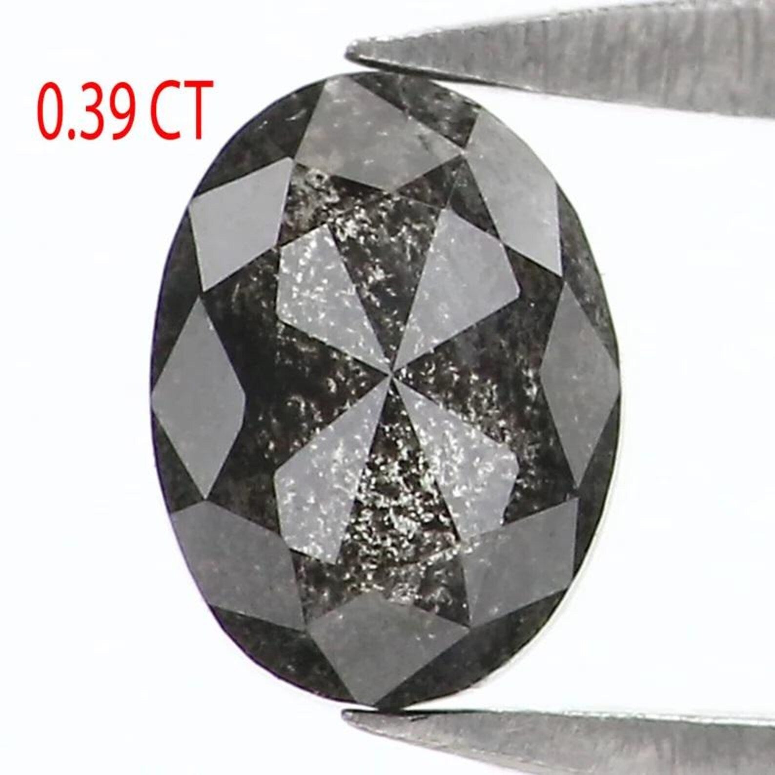 0.39 CT Natural Loose Oval Shape Diamond Salt And Pepper Oval Diamond 5.20 MM Natural Loose Black Grey Color Oval Rose Cut Diamond NQ2105