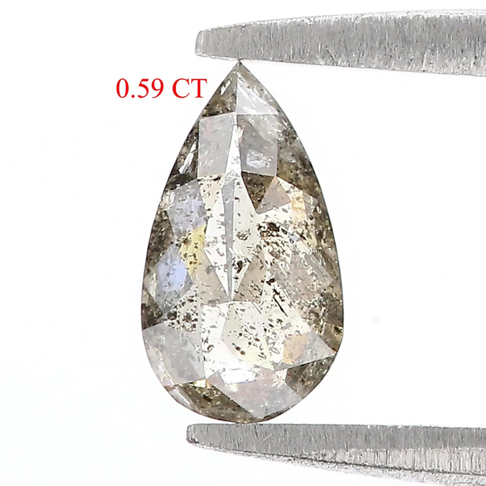 0.59 CT Natural Loose Pear Shape Diamond Salt And Pepper Pear Diamond 7.85 MM Natural Diamond Black Grey Color Pear Rose Cut Diamond QN138