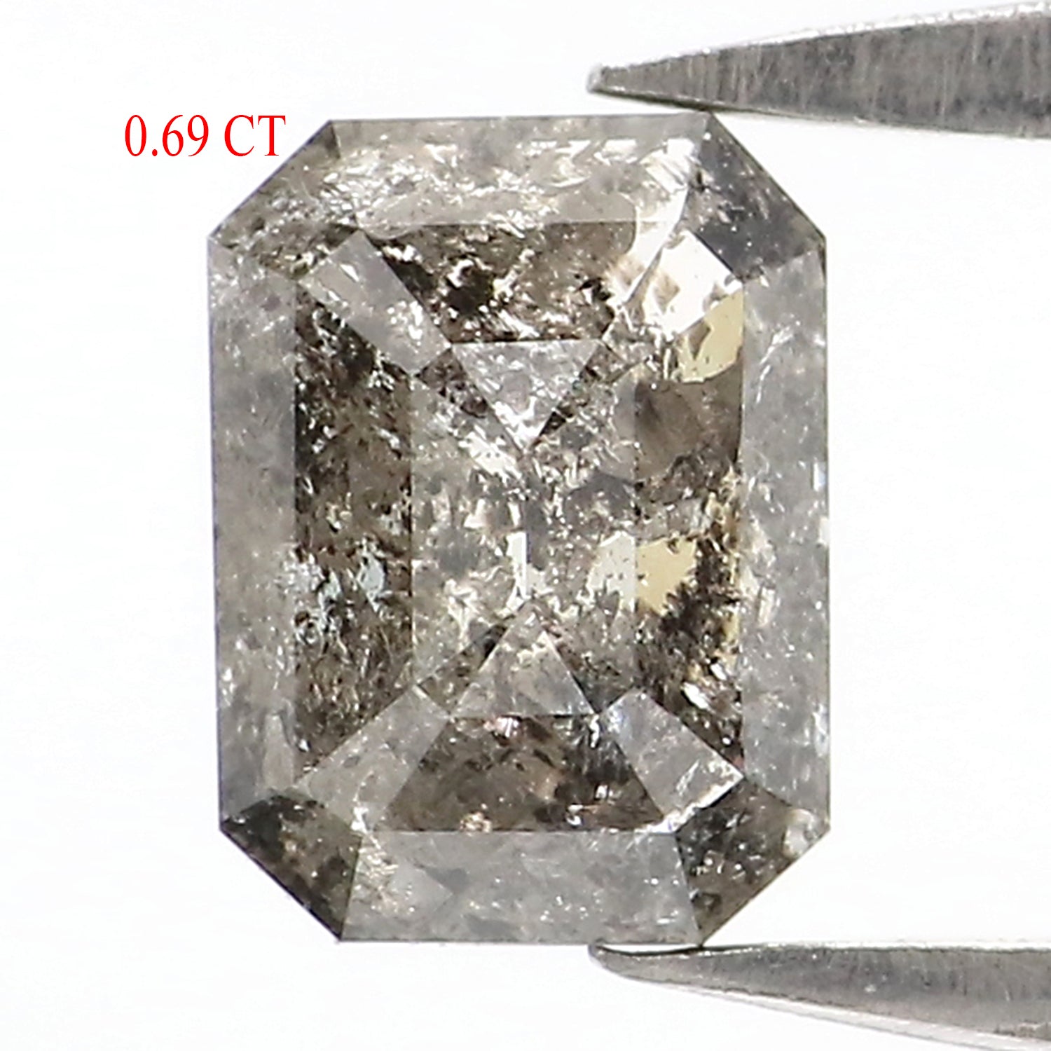 0.69 CT Natural Loose Emerald Shape Diamond Salt And Pepper Emerald Cut Diamond 6.15 MM Natural Black Grey Emerald Rose Cut Diamond LQ2945