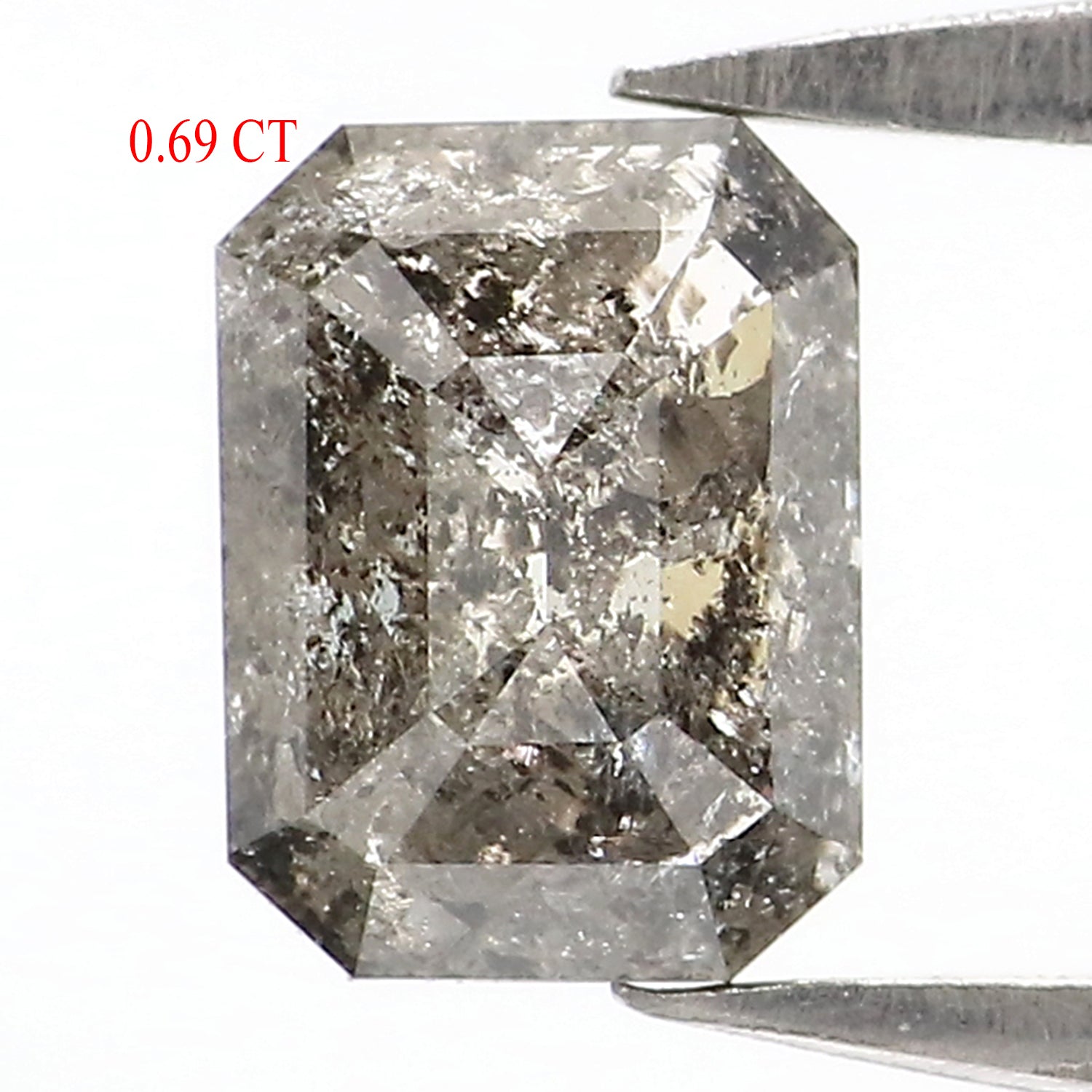 Natural Loose Emerald Diamond, Salt And Pepper Emerald Diamond, Natural Loose Diamond, Emerald Cut Diamond, 0.69 CT Emerald Shape L2945