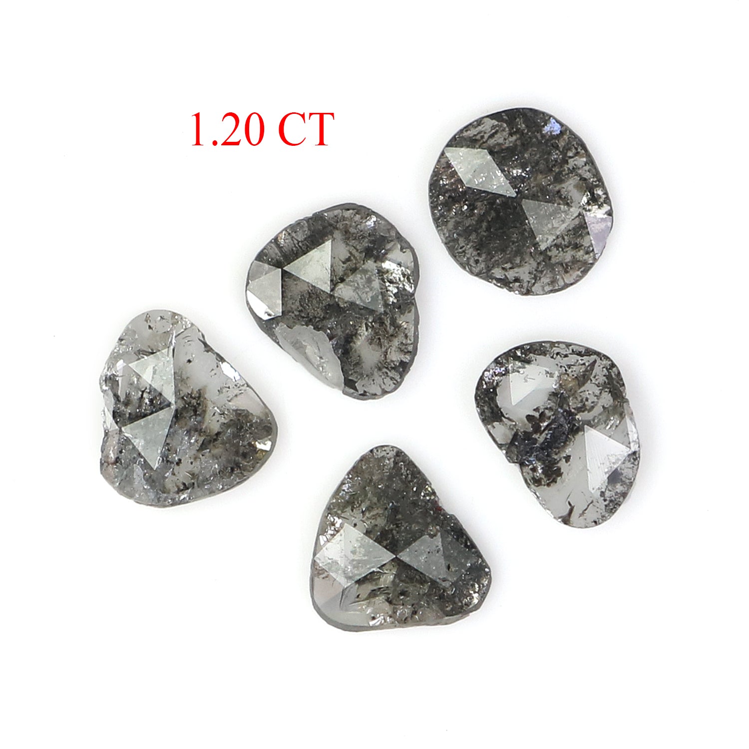 1.20 CT Natural Loose Slice Shape Diamond Salt And Pepper Slice Uncut Diamond 5.70 MM Natural Black Grey Color Slice Rose Cut Diamond N2628