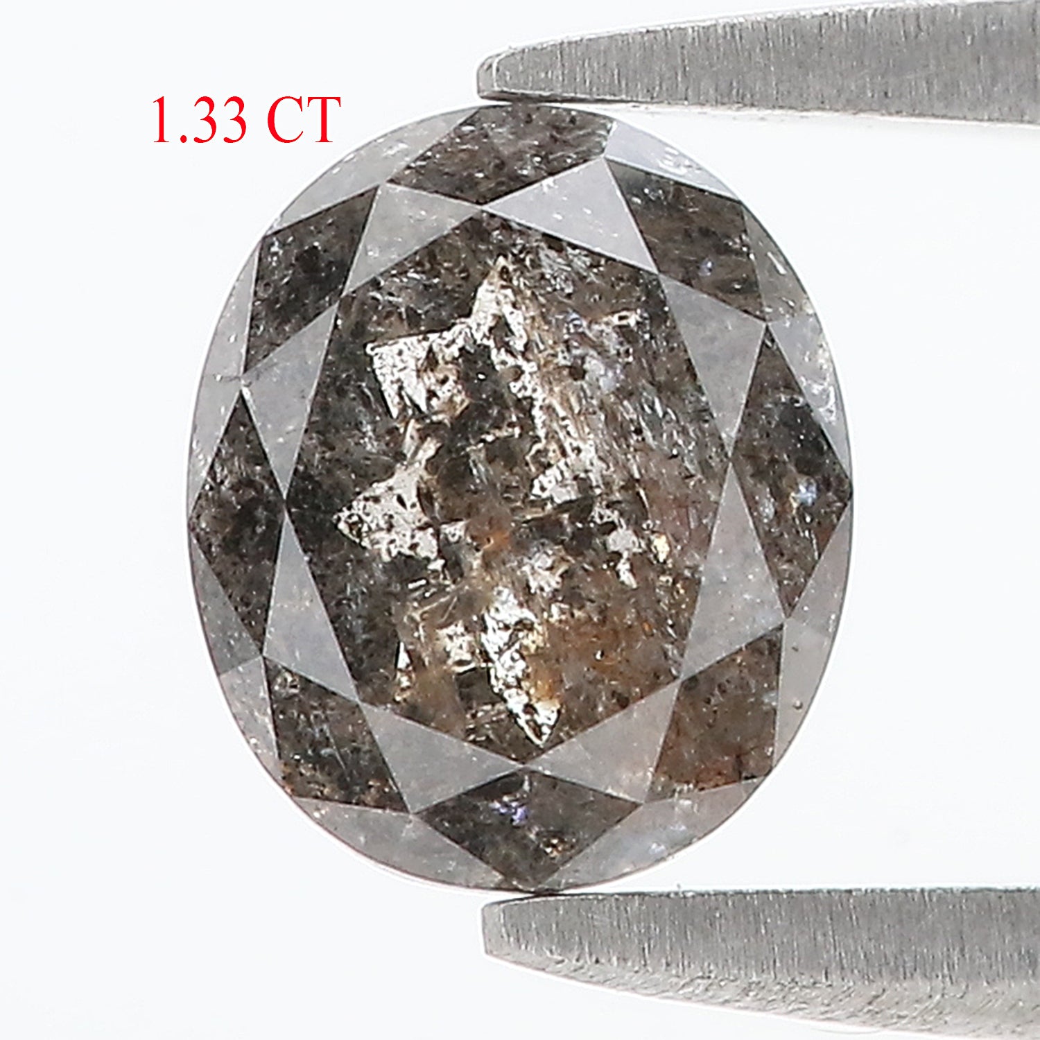 1.33 CT Natural Loose Oval Shape Diamond Salt And Pepper Oval Diamond 7.50 MM Natural Loose Black Grey Color Oval Rose Cut Diamond L3413